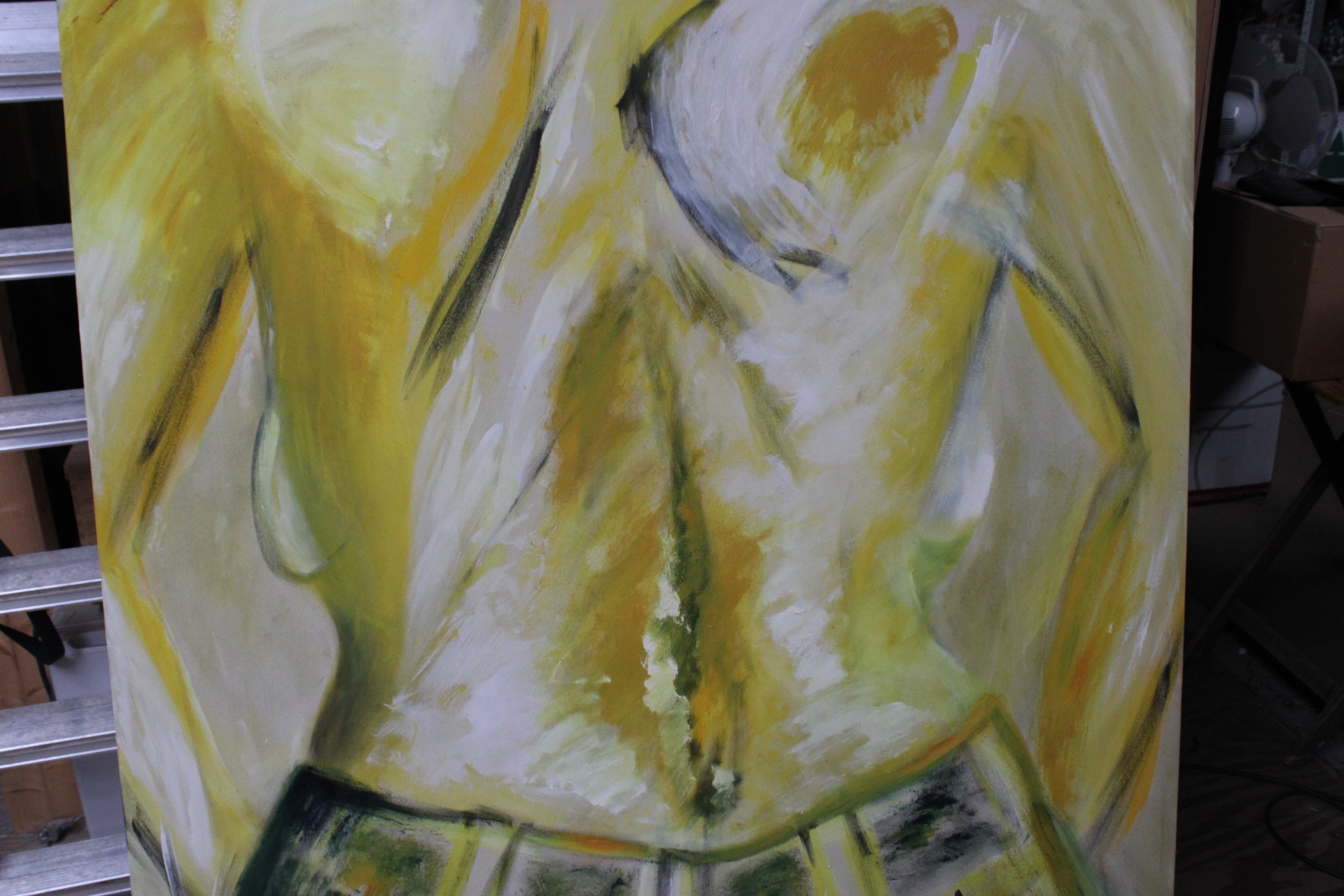 Abstract schilderij van bovenlichaam man in gele tinten – foto 5 – kavel bij GSD Auctions, Zoeterwoude
