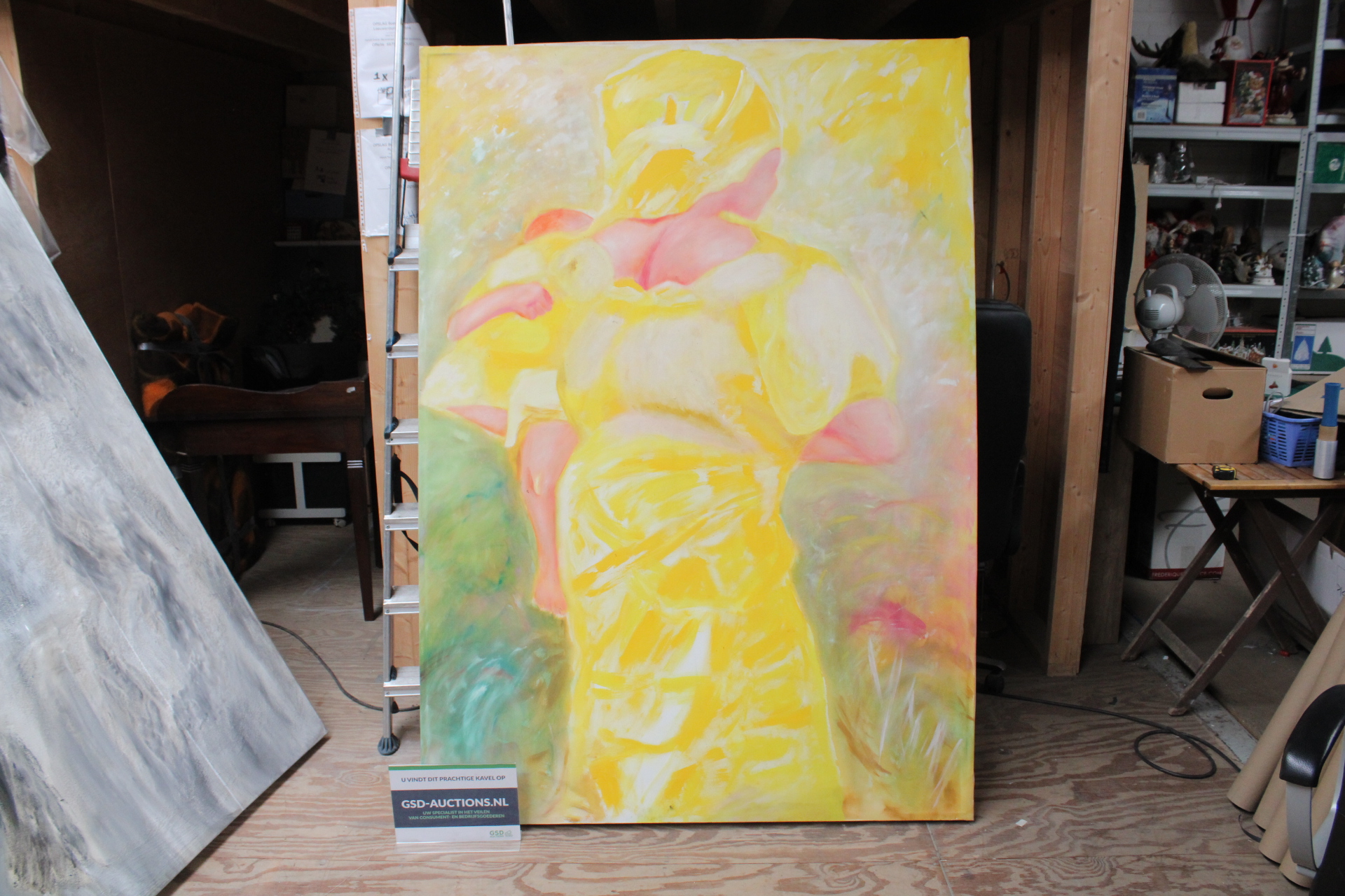 Groot schilderij met gele tinten – kavel bij GSD Auctions, Zoeterwoude