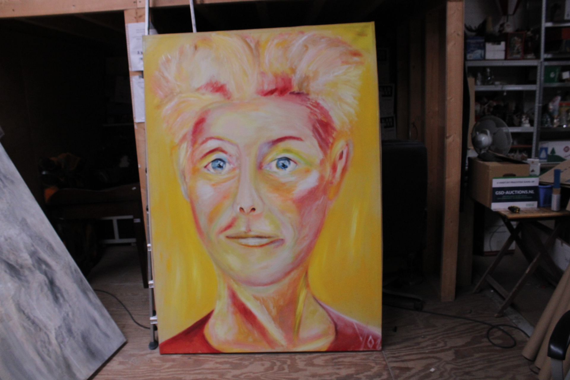 Schilderij portret gezicht met lichte haren – foto 2 – kavel bij GSD Auctions, Zoeterwoude