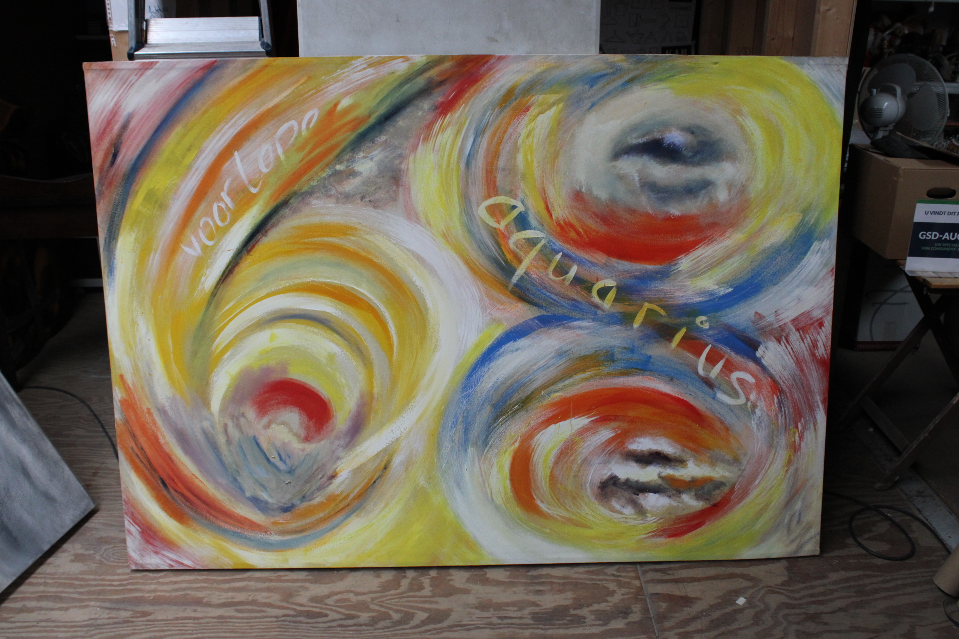 Abstract schilderij met spiralen en tekst – foto 2 – kavel bij GSD Auctions, Zoeterwoude