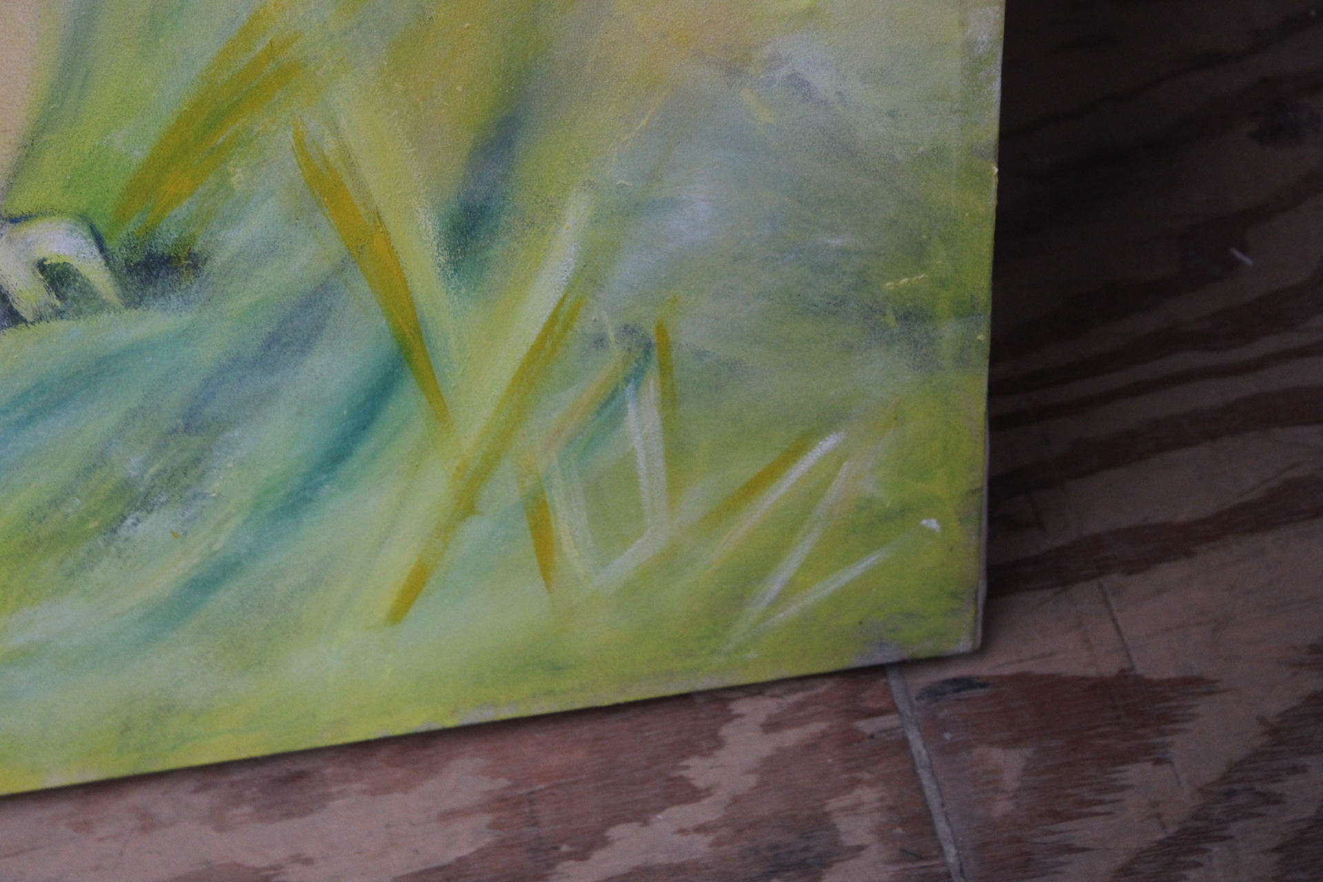 Schilderij groot gezicht met tekst 'What's the question' – foto 3 – kavel bij GSD Auctions, Zoeterwoude