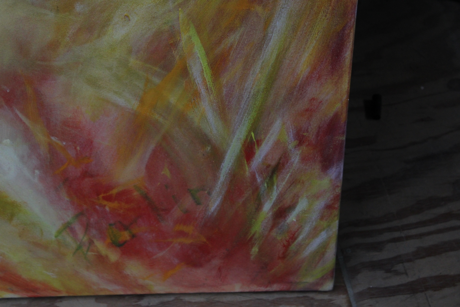 Abstract schilderij met gezicht en kleurrijke patronen – foto 3 – kavel bij GSD Auctions, Zoeterwoude