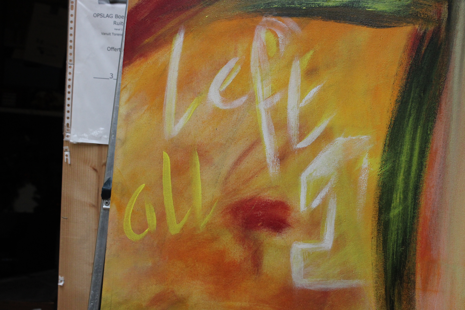 Abstract schilderij met gezicht en kleurrijke patronen – foto 4 – kavel bij GSD Auctions, Zoeterwoude