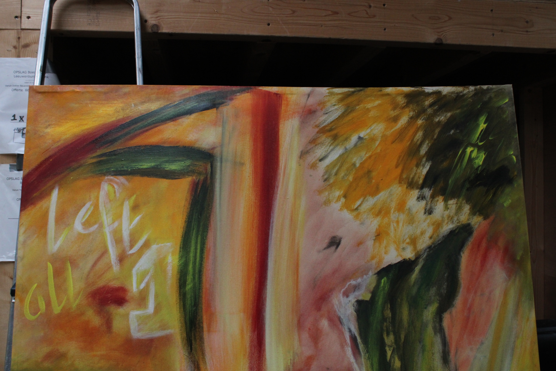 Abstract schilderij met gezicht en kleurrijke patronen – foto 5 – kavel bij GSD Auctions, Zoeterwoude