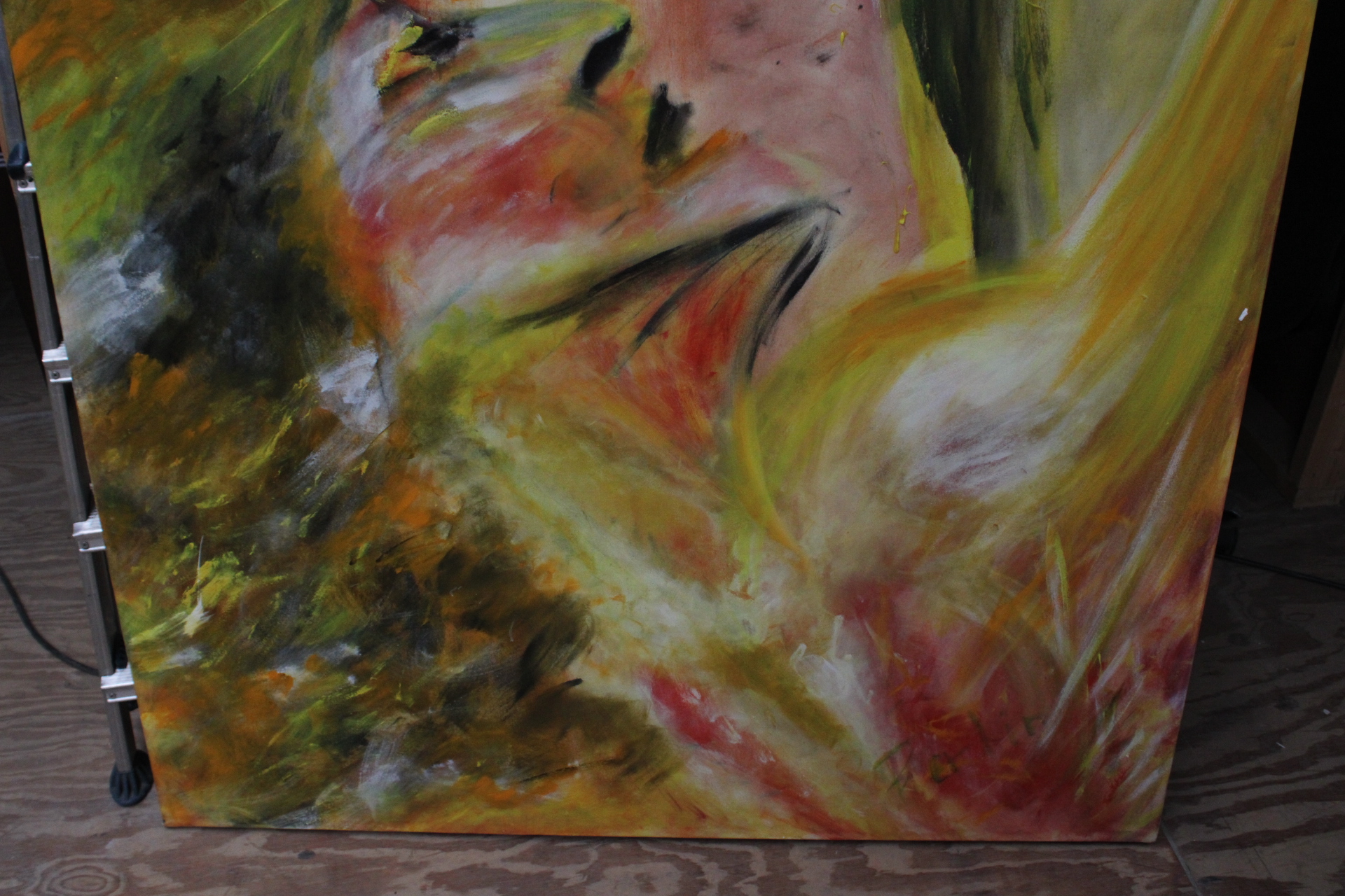 Abstract schilderij met gezicht en kleurrijke patronen – foto 7 – kavel bij GSD Auctions, Zoeterwoude