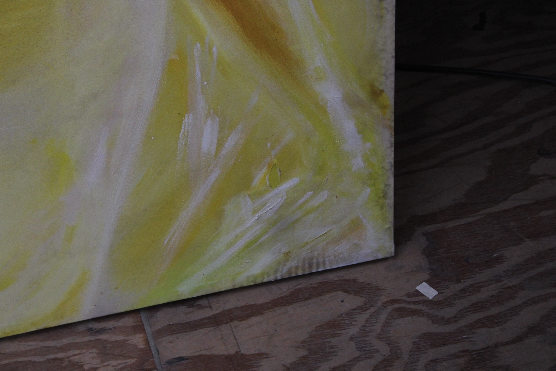 Abstract schilderij met gele en witte tinten – foto 3 – kavel bij GSD Auctions, Zoeterwoude
