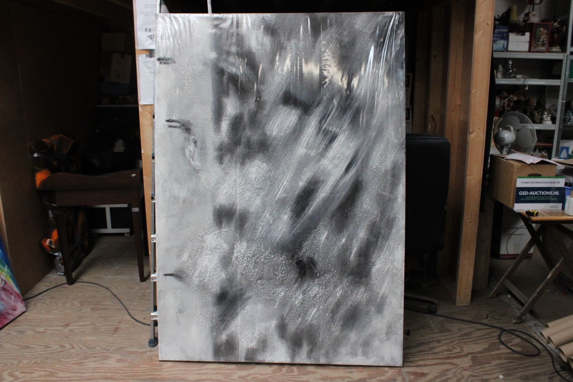 Abstract zwart-wit schilderij – foto 2 – kavel bij GSD Auctions, Zoeterwoude