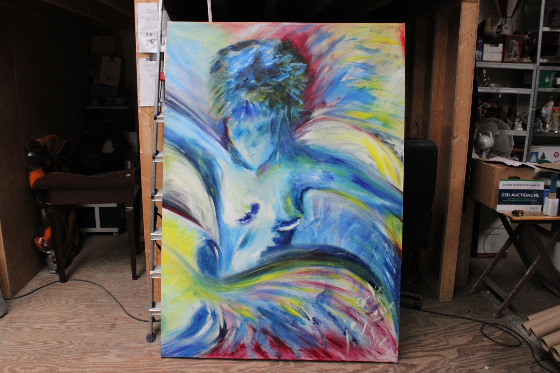 Abstracte kleurrijke schilderij op doek – foto 2 – kavel bij GSD Auctions, Zoeterwoude