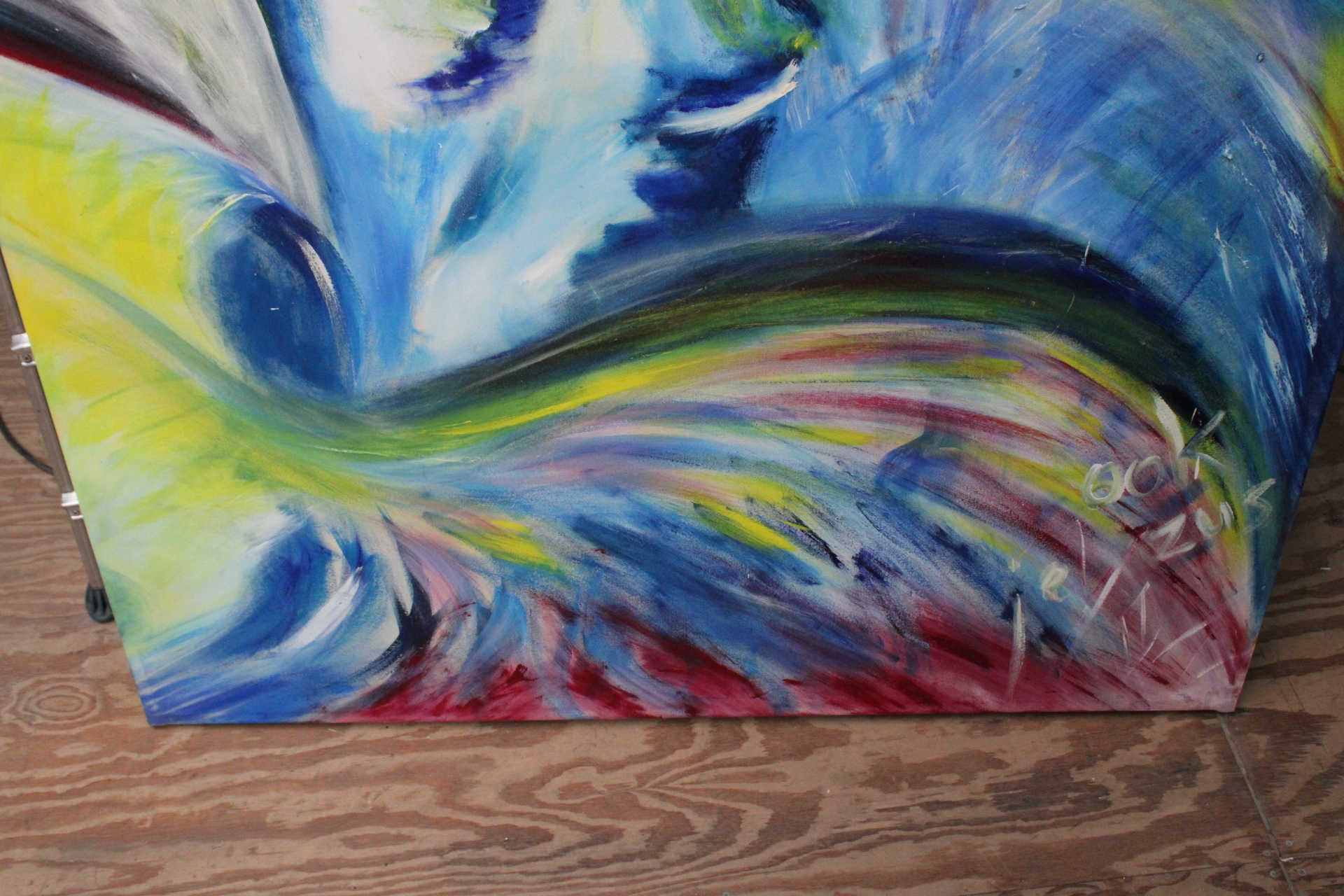 Abstracte kleurrijke schilderij op doek – foto 6 – kavel bij GSD Auctions, Zoeterwoude