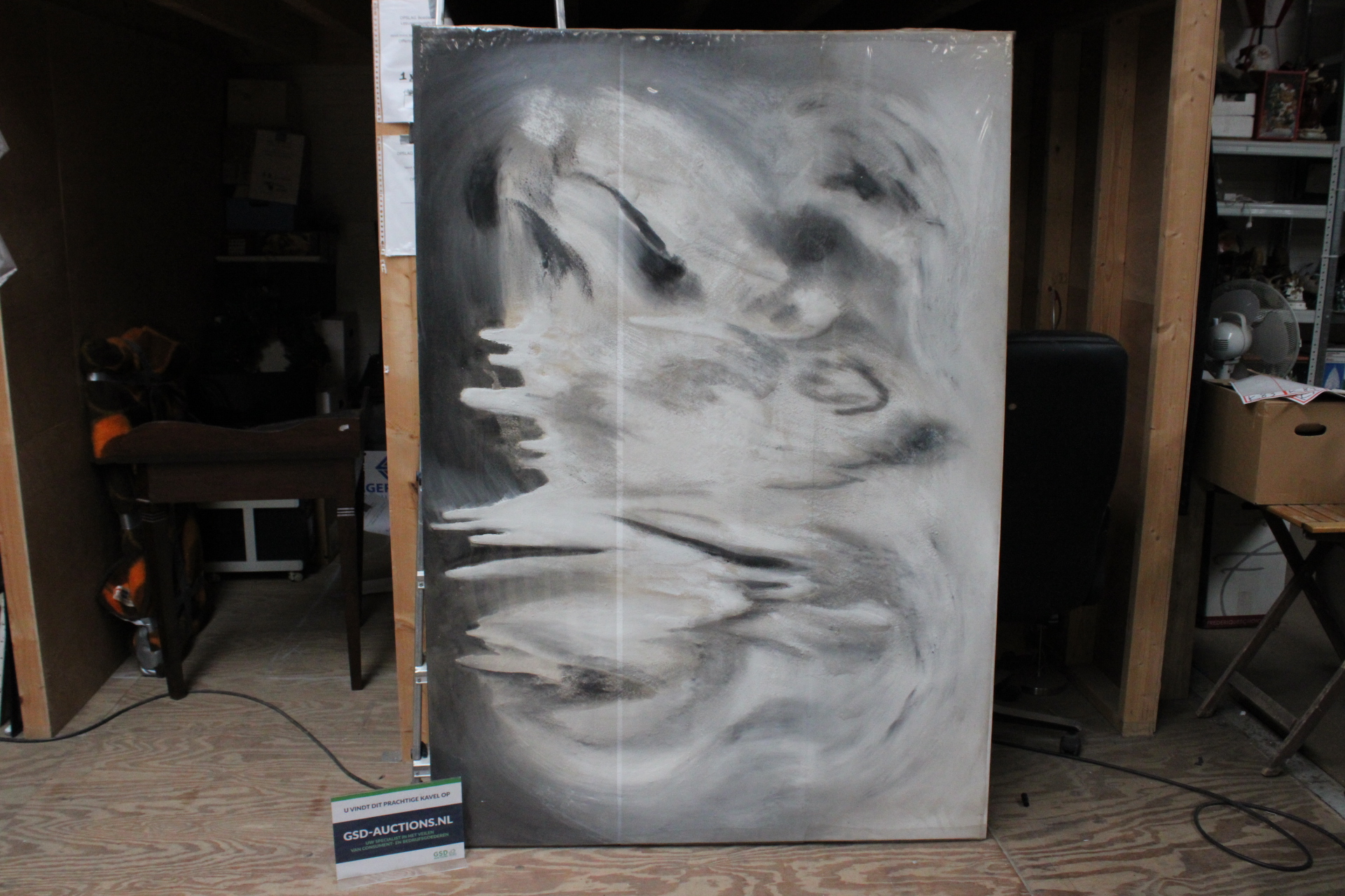 Abstract schilderij in grijstinten – kavel bij GSD Auctions, Zoeterwoude