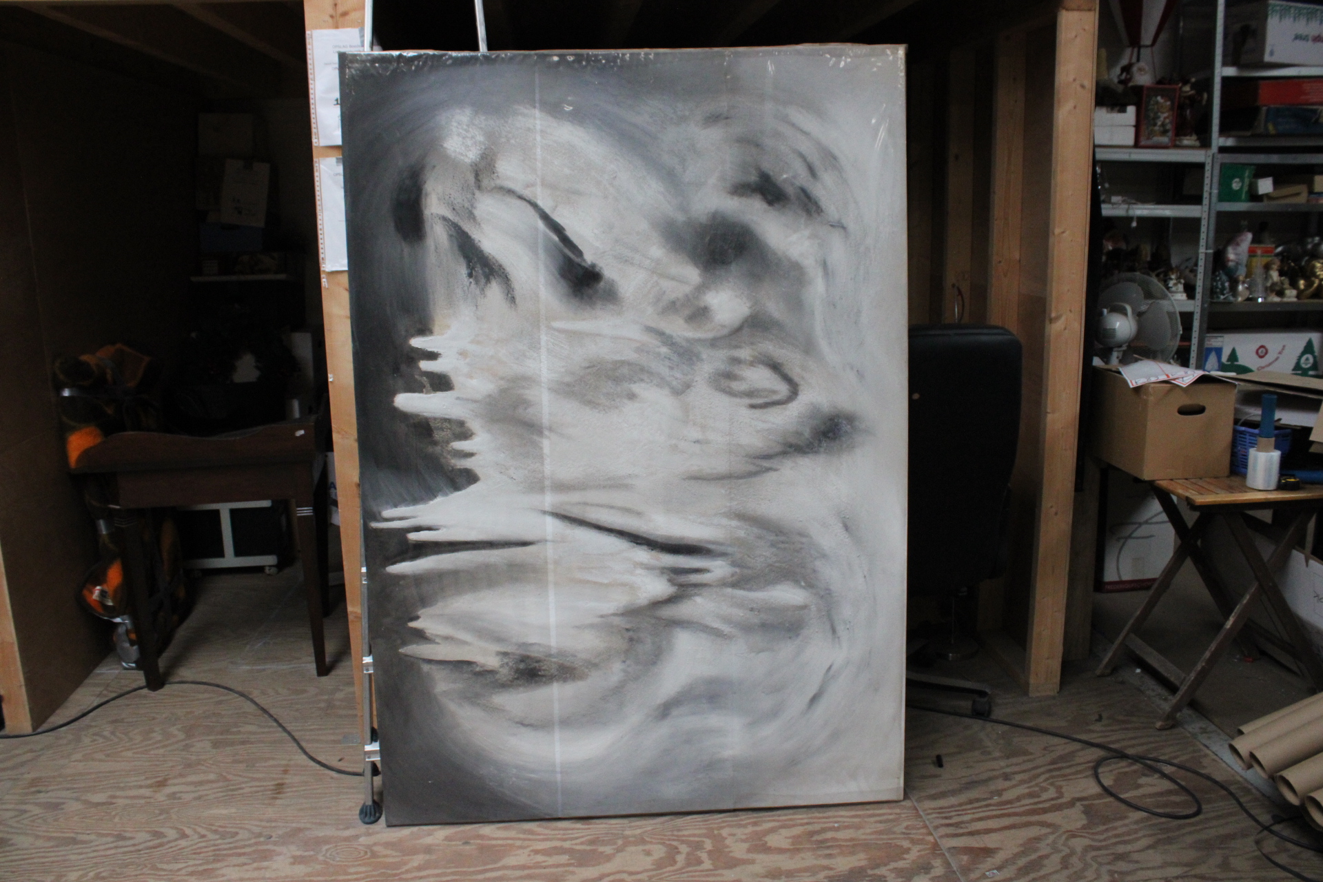 Abstract schilderij in grijstinten – foto 2 – kavel bij GSD Auctions, Zoeterwoude