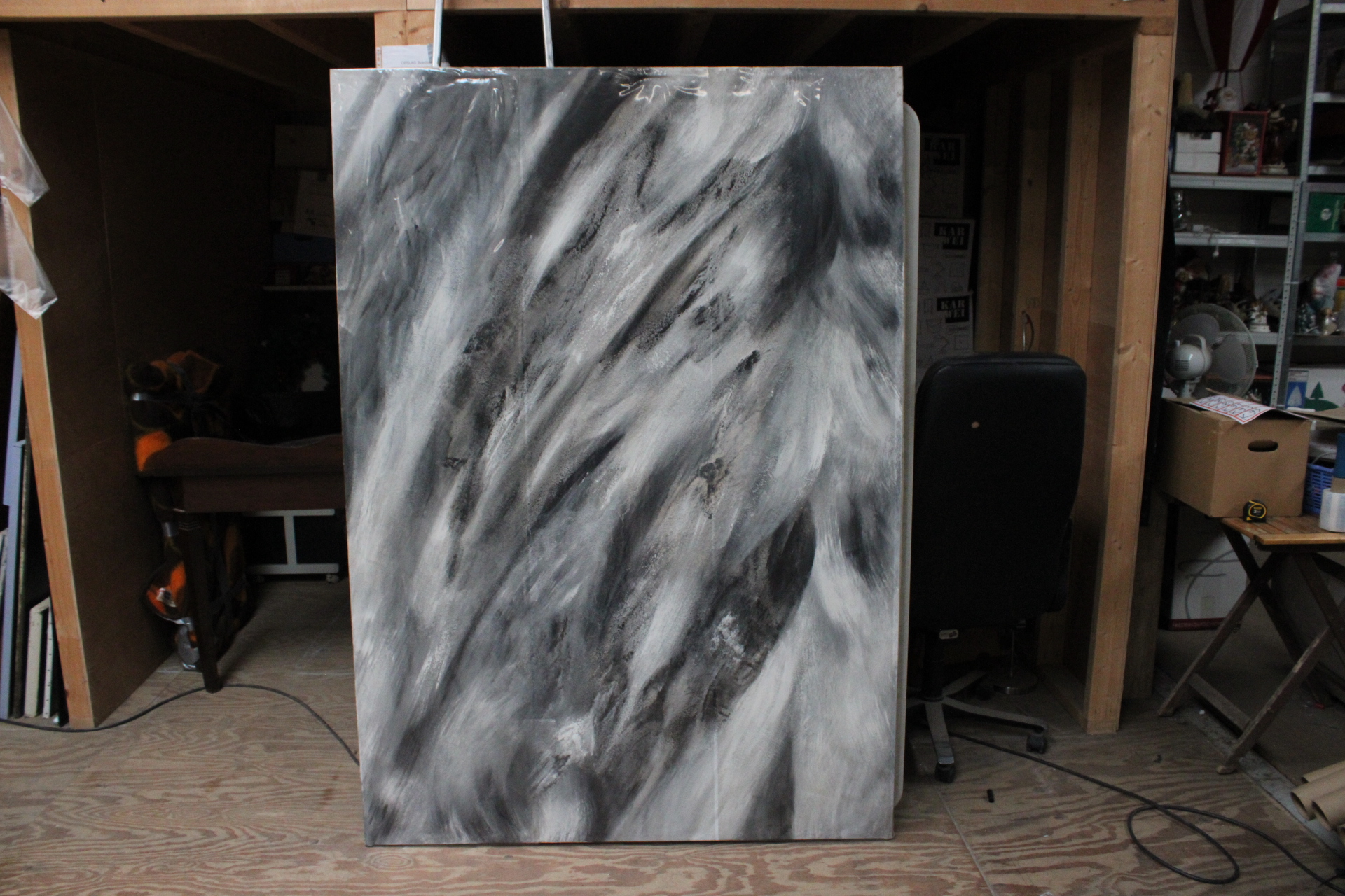 Abstract zwart-wit schilderij – foto 2 – kavel bij GSD Auctions, Zoeterwoude
