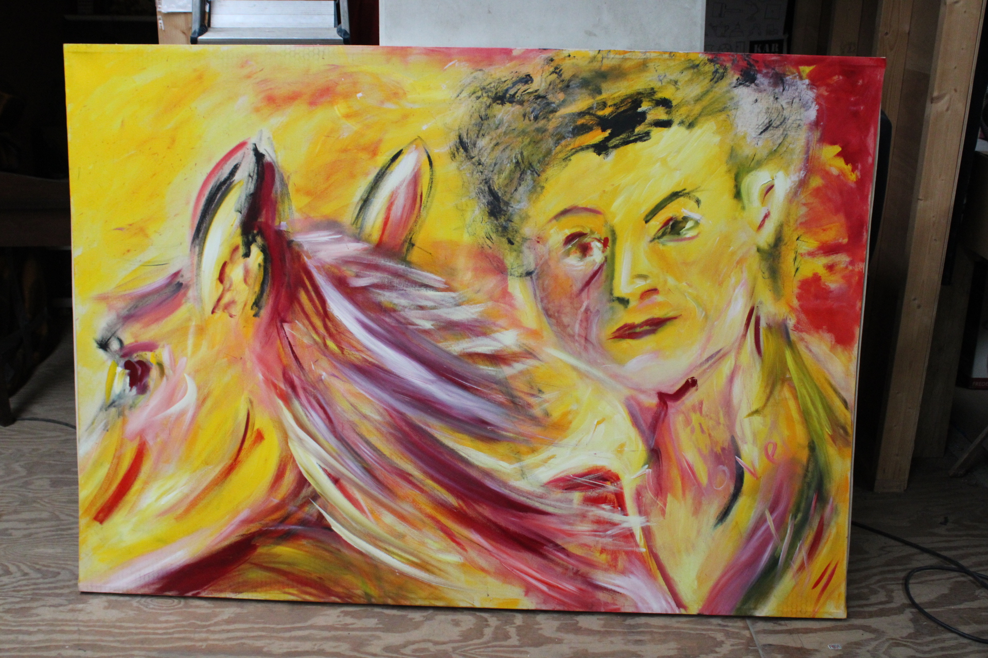 Abstract schilderij met mens en paard – foto 2 – kavel bij GSD Auctions, Zoeterwoude