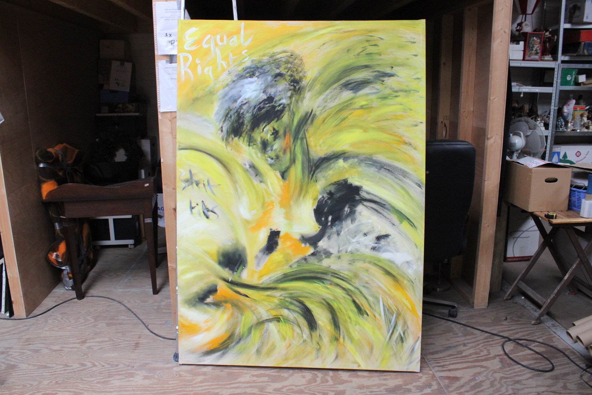 Abstract schilderij met tekst 'Equal Rights' – foto 2 – kavel bij GSD Auctions, Zoeterwoude