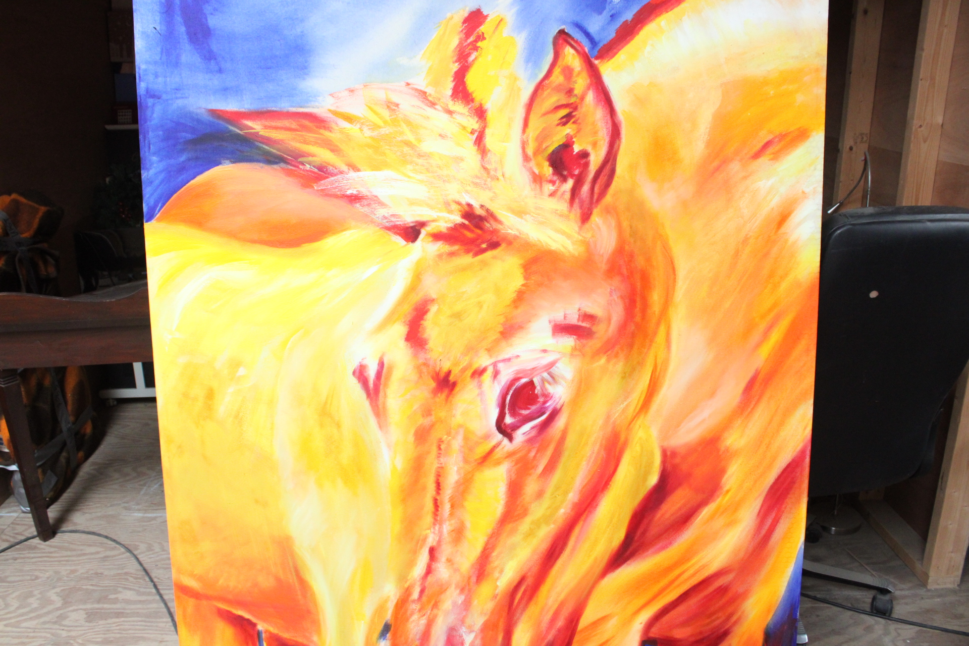 Grote kleurrijke schilderij van paarden – foto 5 – kavel bij GSD Auctions, Zoeterwoude