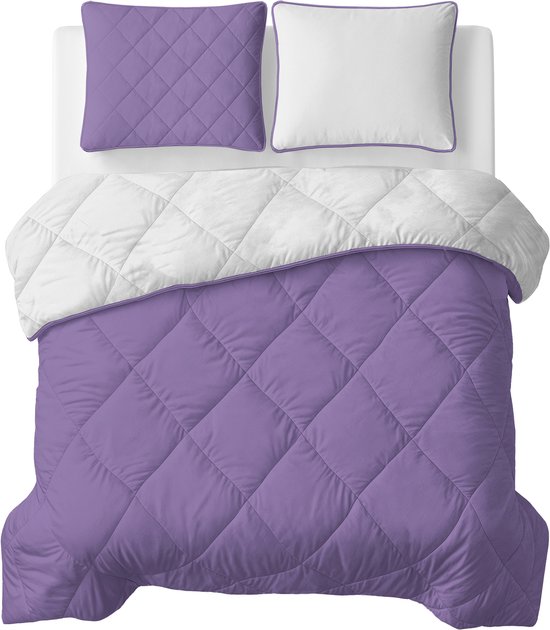 Lazy Dekbed Uni Beige/Lavendel 200 x 200 Met 2 Kussenslopen – kavel bij GSD Auctions, Zoeterwoude