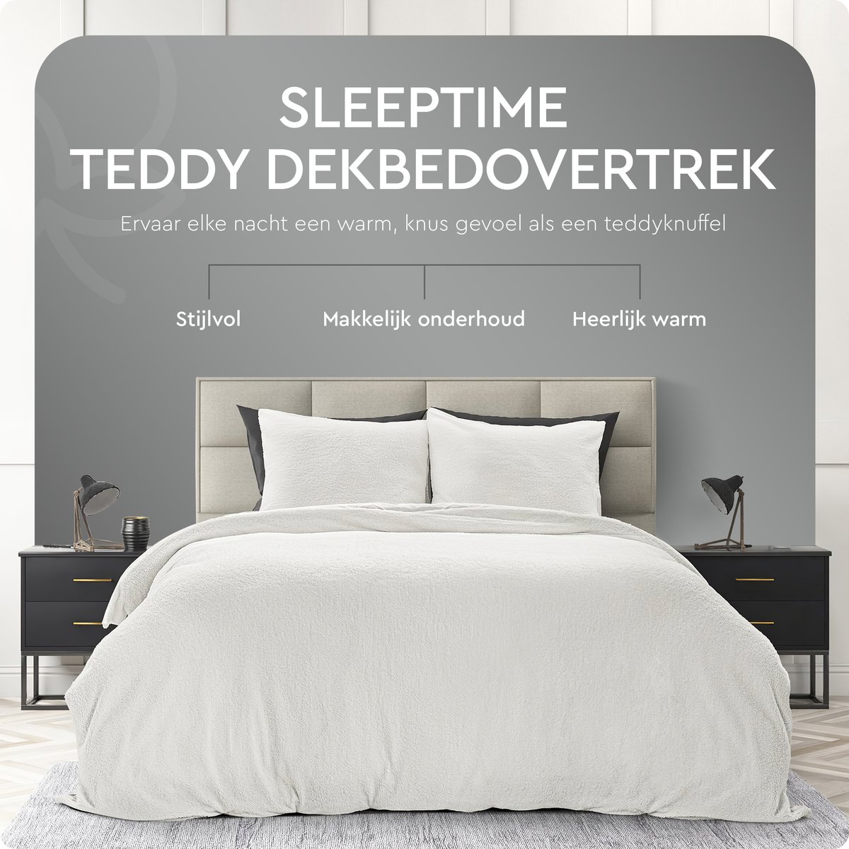 Dekbedovertrek teddy Wit 200x220cm+2kussenslopen – foto 5 – kavel bij GSD Auctions, Zoeterwoude
