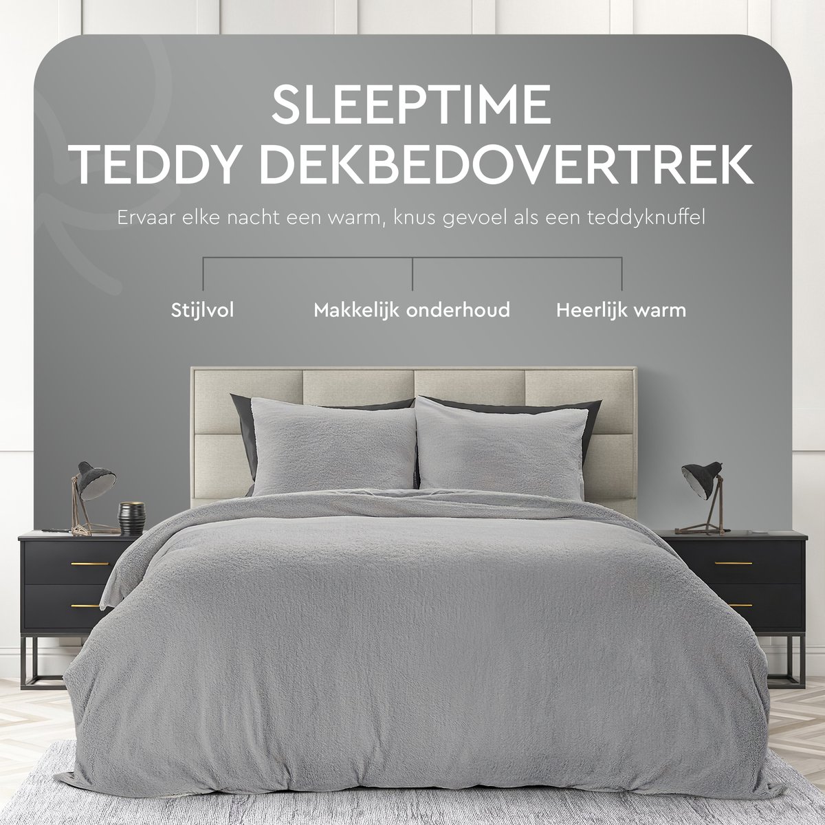Dekbedovertrek teddy Grijs 200x220cm+2kussenslopen – foto 2 – kavel bij GSD Auctions, Zoeterwoude