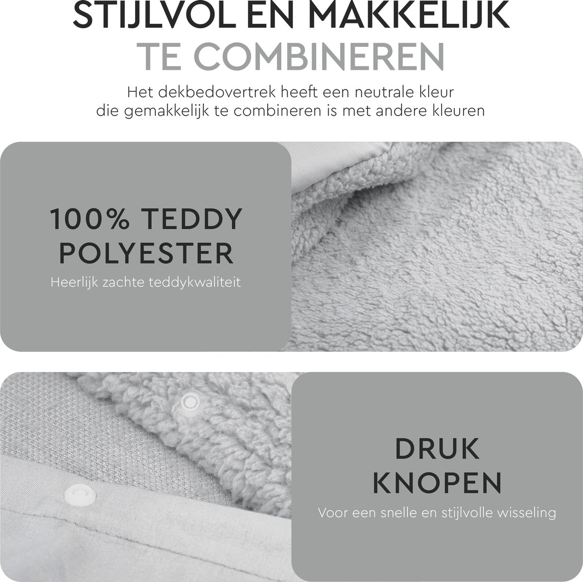 Dekbedovertrek teddy Grijs 200x220cm+2kussenslopen – foto 5 – kavel bij GSD Auctions, Zoeterwoude