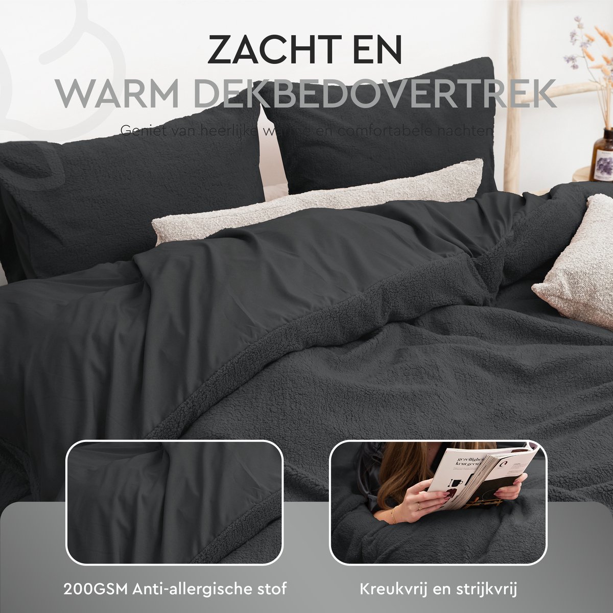 Dekbedovertrek teddy Antraciet 240x220cm+2kussenslopen – foto 6 – kavel bij GSD Auctions, Zoeterwoude