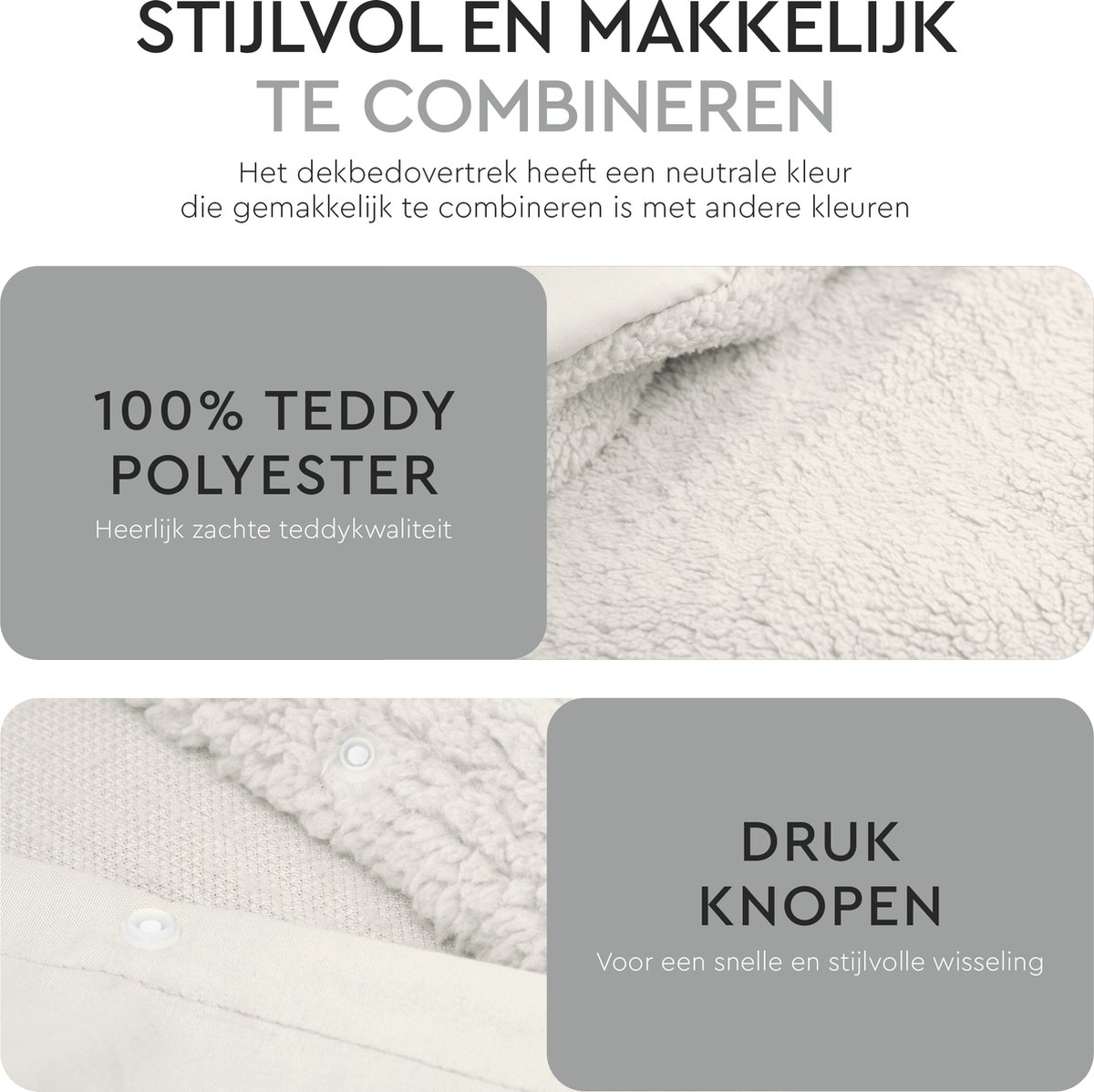 Dekbedovertrek teddy Wit 240x220cm+2kussenslopen – foto 4 – kavel bij GSD Auctions, Zoeterwoude