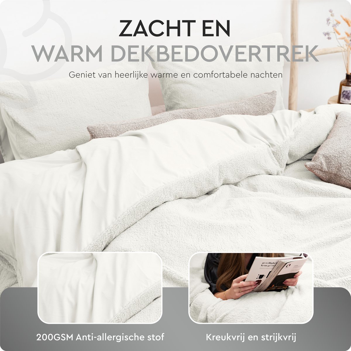 Dekbedovertrek teddy Wit 140x220cm+1kussensloop – foto 3 – kavel bij GSD Auctions, Zoeterwoude