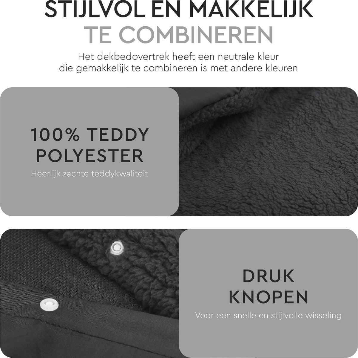 Dekbedovertrek teddy Antraciet 140x220cm+1kussensloop – foto 4 – kavel bij GSD Auctions, Zoeterwoude