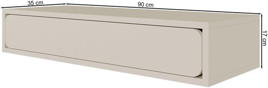 Selsey WUWU - Wandconsole met lade, grijsbeige, 90 cm – foto 6 – kavel bij GSD Auctions, Zoeterwoude