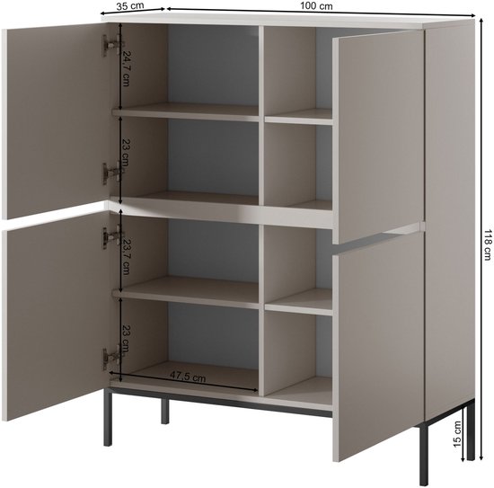 Selsey Bemmi - Hoge kast - 100 cm - Beige met zwarte poten – foto 8 – kavel bij GSD Auctions, Zoeterwoude