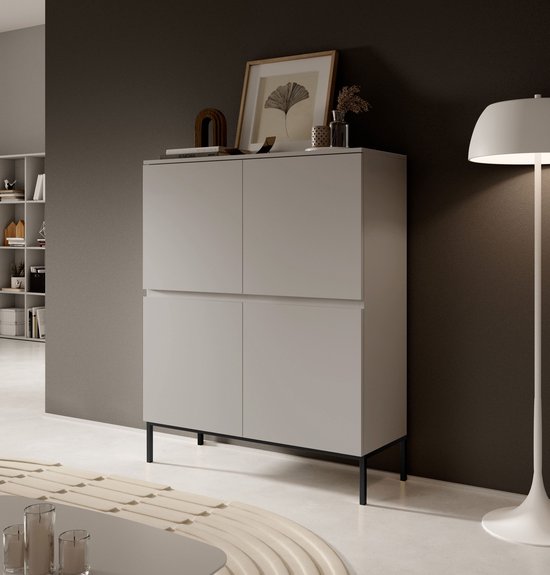 Selsey Bemmi - Hoge kast - 100 cm - Beige met zwarte poten – foto 3 – kavel bij GSD Auctions, Zoeterwoude