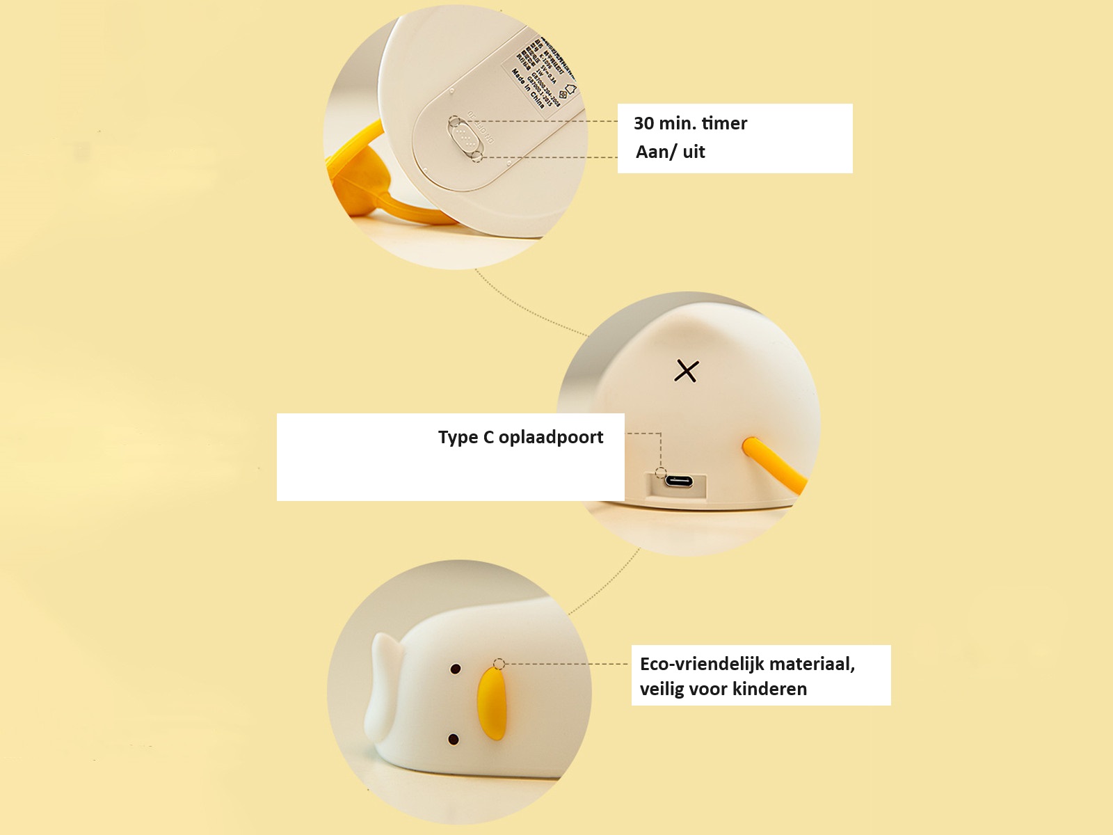 Kids nachtlamp oplaadbaar - sleepy duck - slapend eendje – foto 3 – kavel bij GSD Auctions, Zoeterwoude