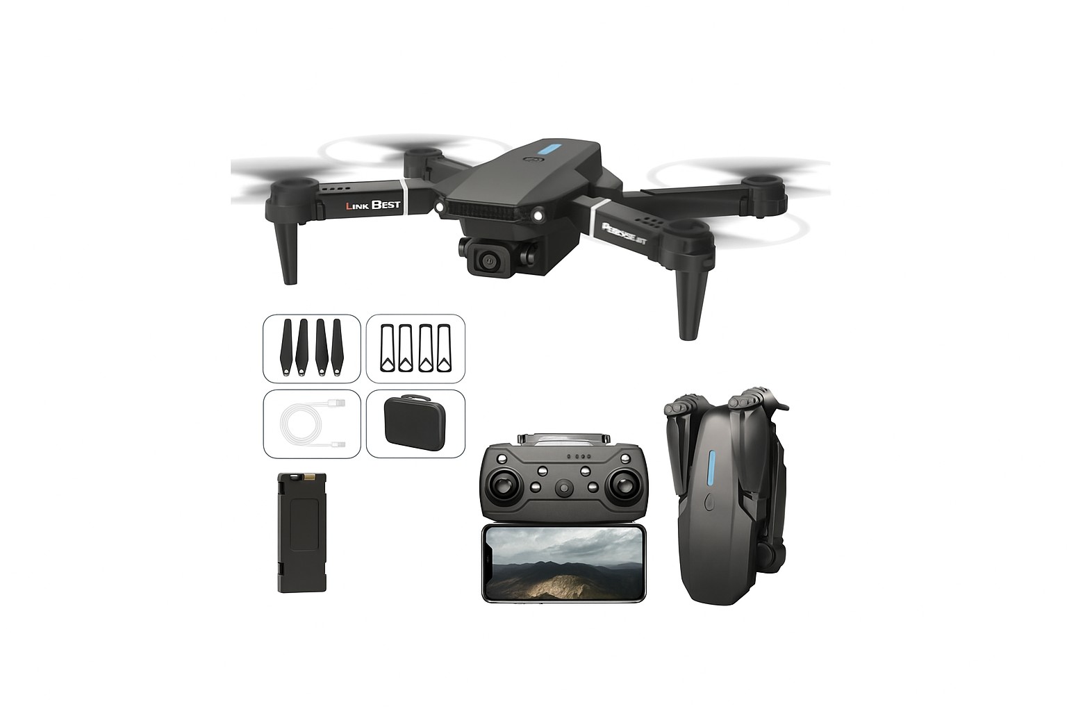 Drone met camera en verlichting - 4 assen - lichtgrijs – kavel bij GSD Auctions, Zoeterwoude