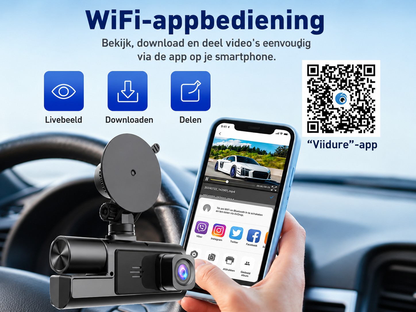 Dashcam met 3 camera's - voor en achterkant – foto 2 – kavel bij GSD Auctions, Zoeterwoude
