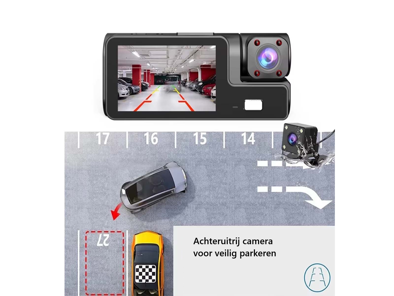 Dashcam met 3 camera's - voor en achterkant – foto 4 – kavel bij GSD Auctions, Zoeterwoude