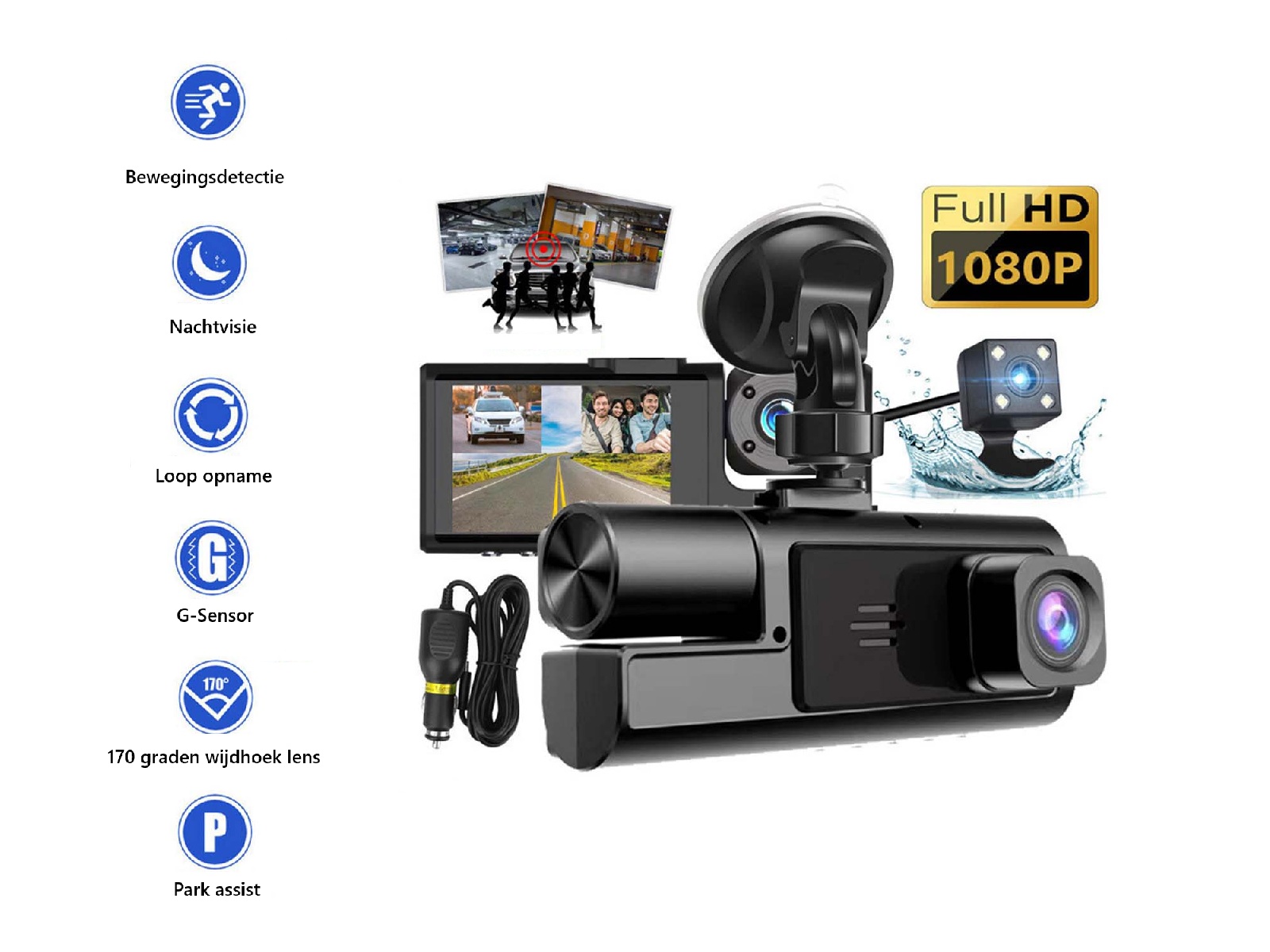 Dashcam met 3 camera's - voor en achterkant – foto 3 – kavel bij GSD Auctions, Zoeterwoude