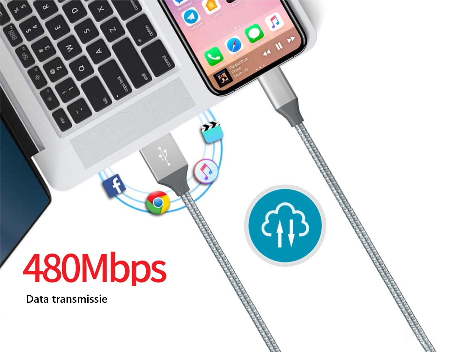 USB C flexibele oplaadkabel - 3 meter – foto 5 – kavel bij GSD Auctions, Zoeterwoude