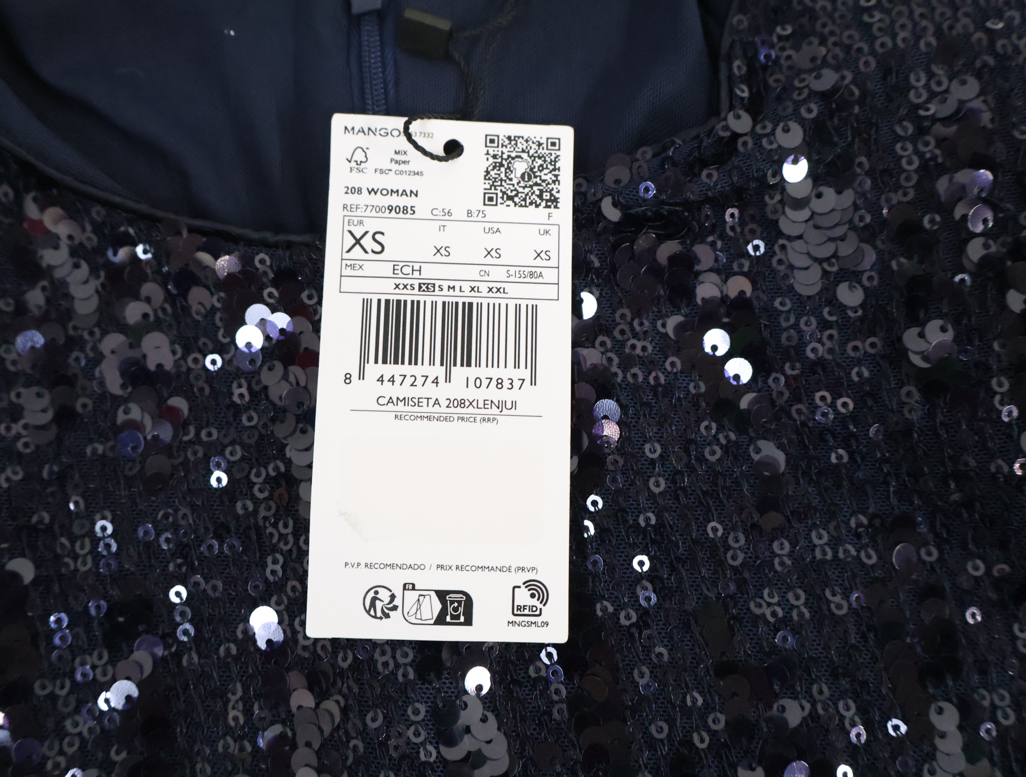 Donkerblauw damesshirt met pailletten - Pieces'' – foto 5 – kavel bij GSD Auctions, Zoeterwoude