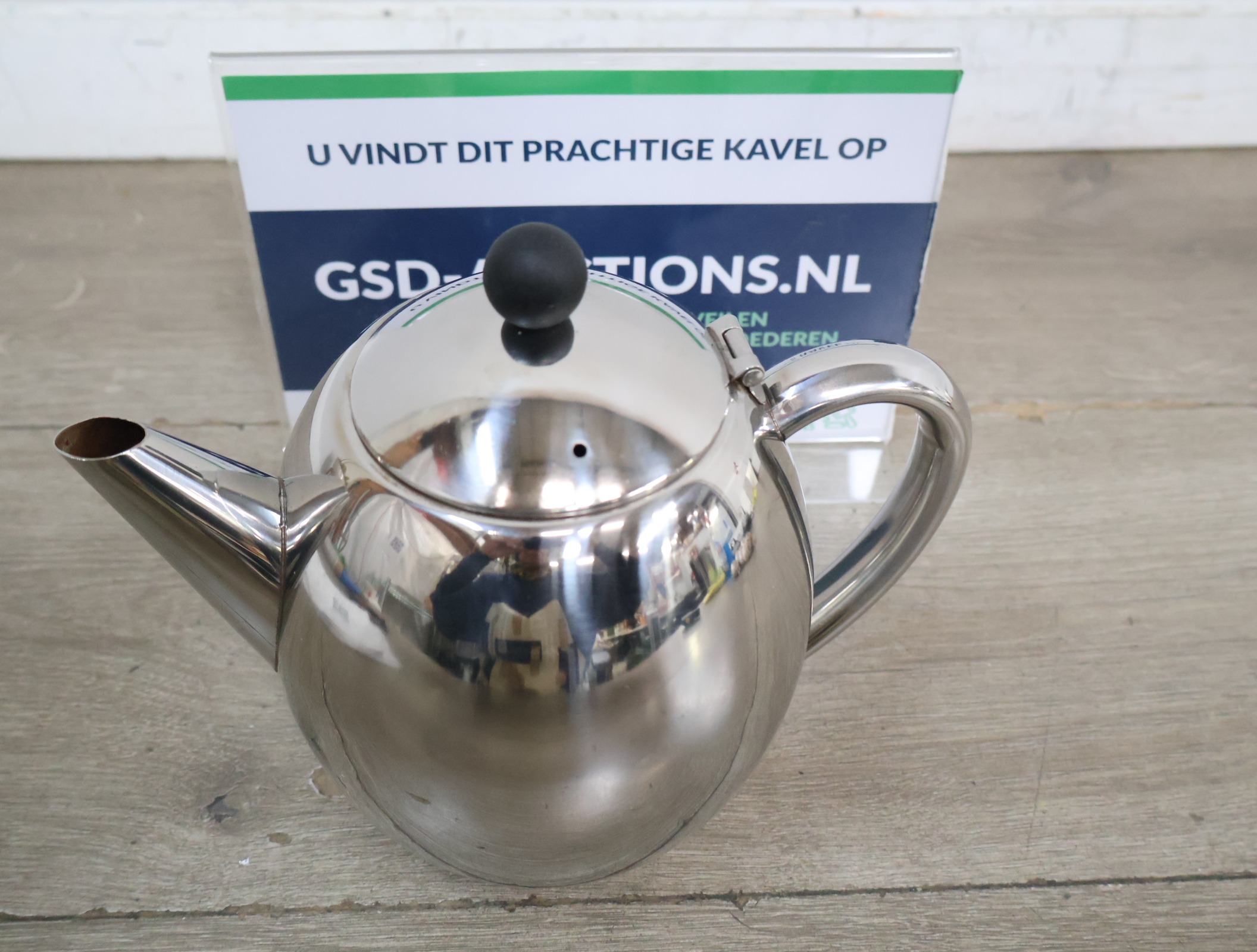 RVS theepot met deksel'' – foto 2 – kavel bij GSD Auctions, Zoeterwoude
