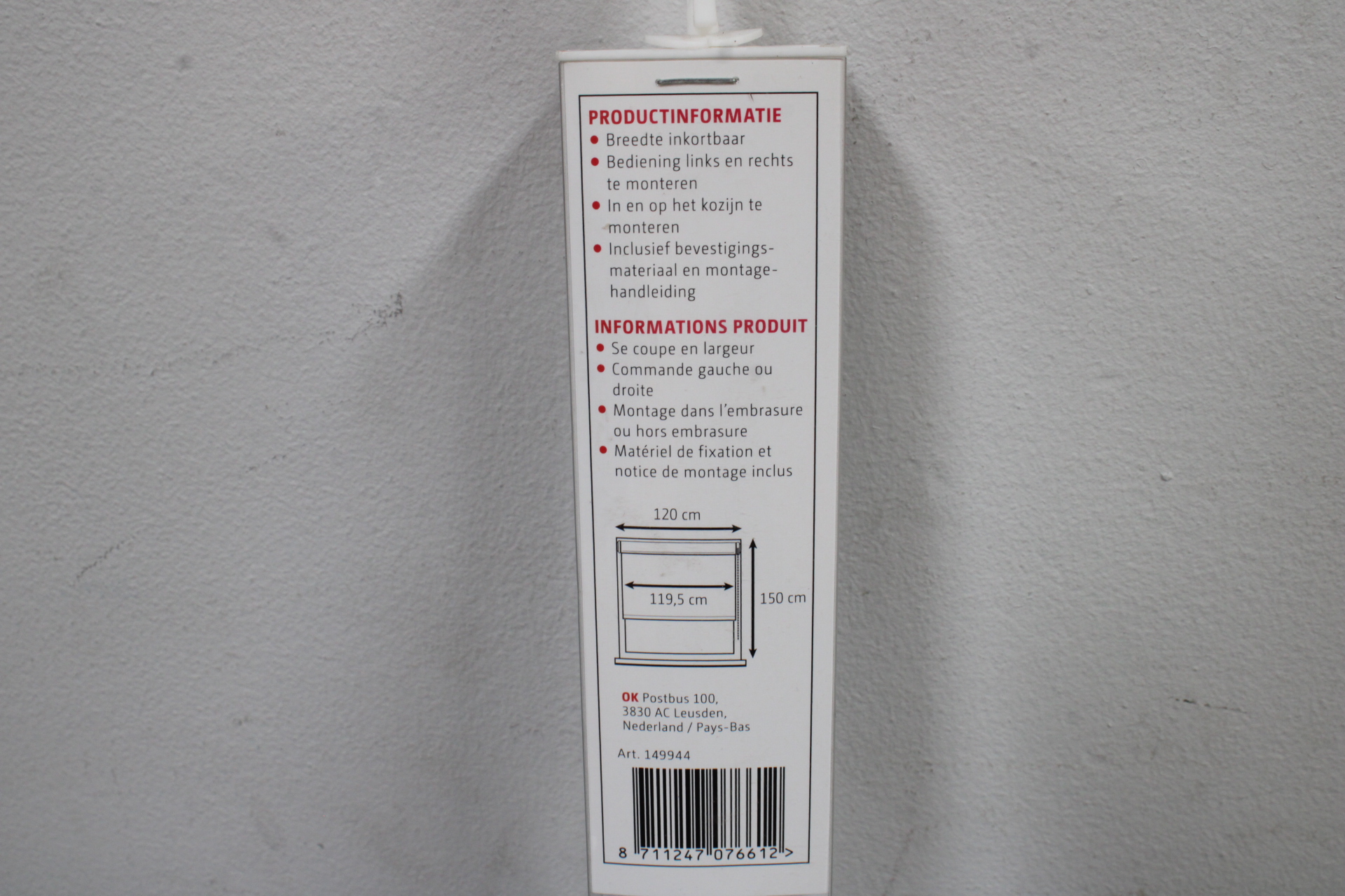 OK Rolgordijn Lichtdoorlatend - 120x150'' – foto 4 – kavel bij GSD Auctions, Zoeterwoude
