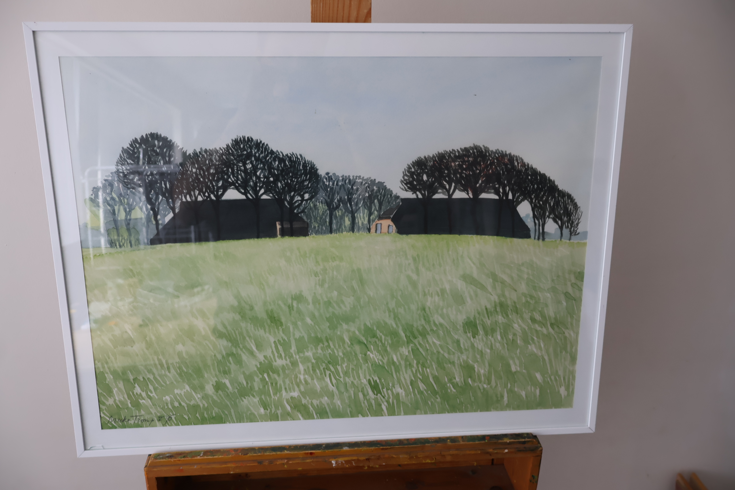 Ingelijste aquarel boerderijaanzicht'' – foto 3 – kavel bij GSD Auctions, Zoeterwoude