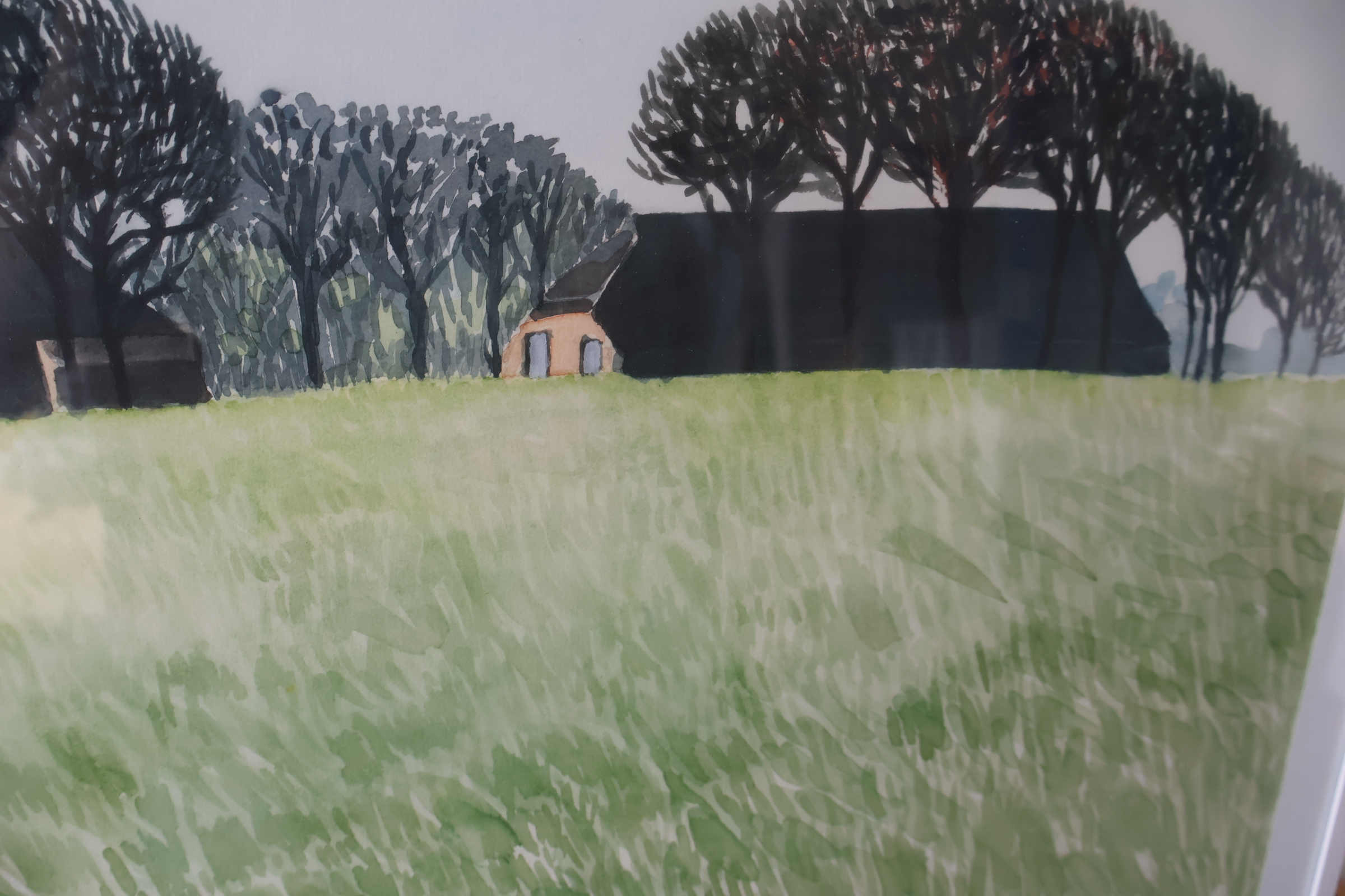 Ingelijste aquarel boerderijaanzicht'' – foto 5 – kavel bij GSD Auctions, Zoeterwoude