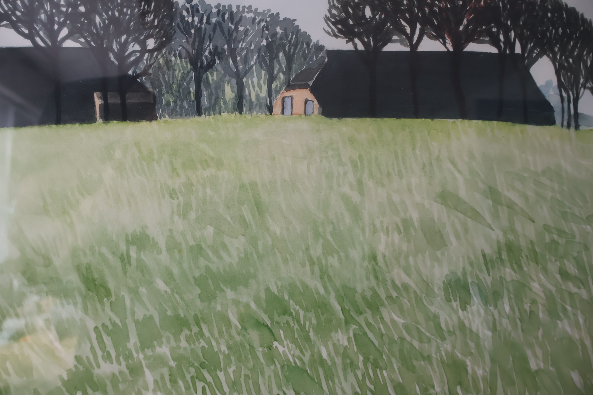 Ingelijste aquarel boerderijaanzicht'' – foto 8 – kavel bij GSD Auctions, Zoeterwoude