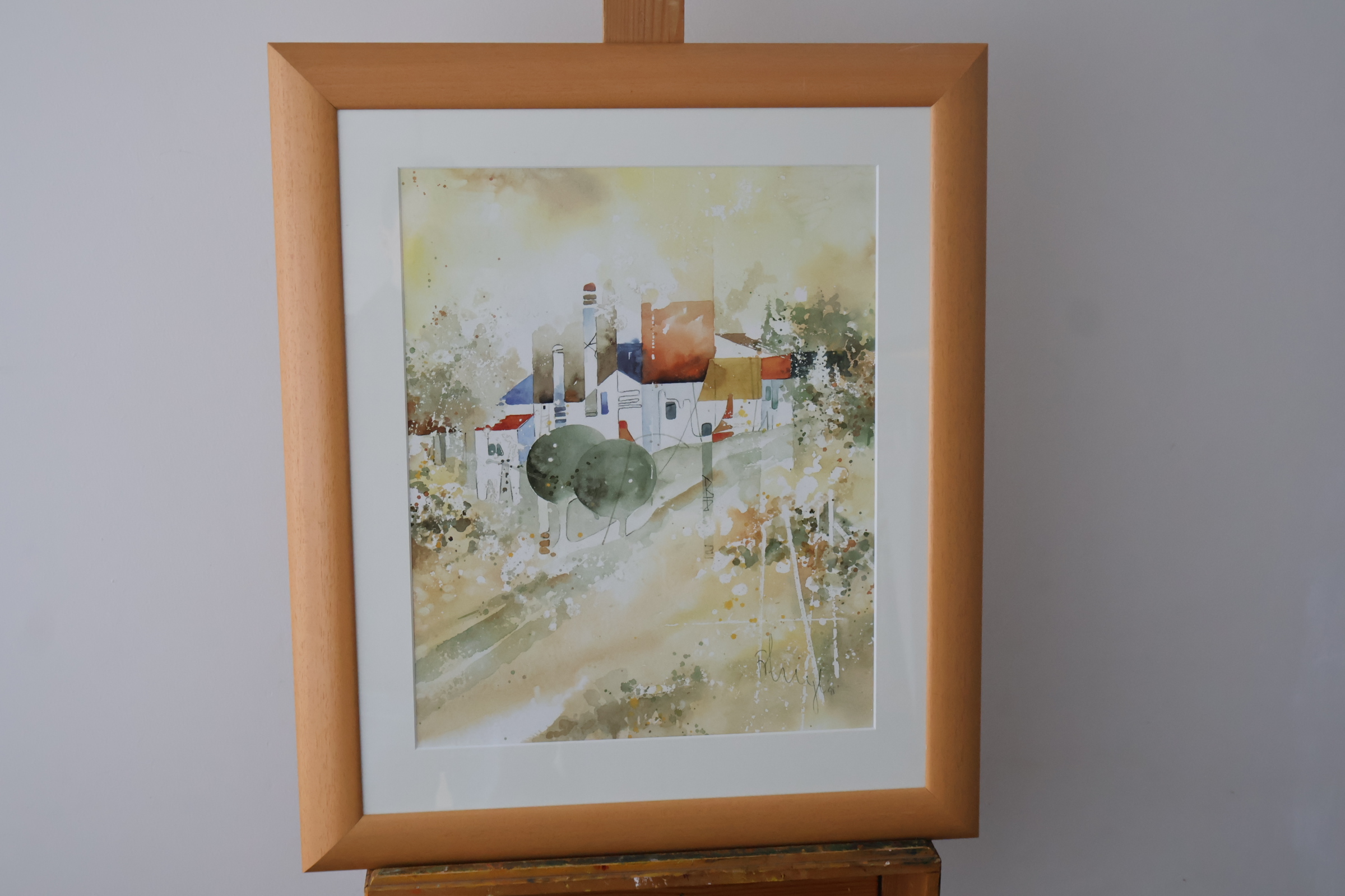 Aquarel landschap schilderij in houten lijst'' – kavel bij GSD Auctions, Zoeterwoude