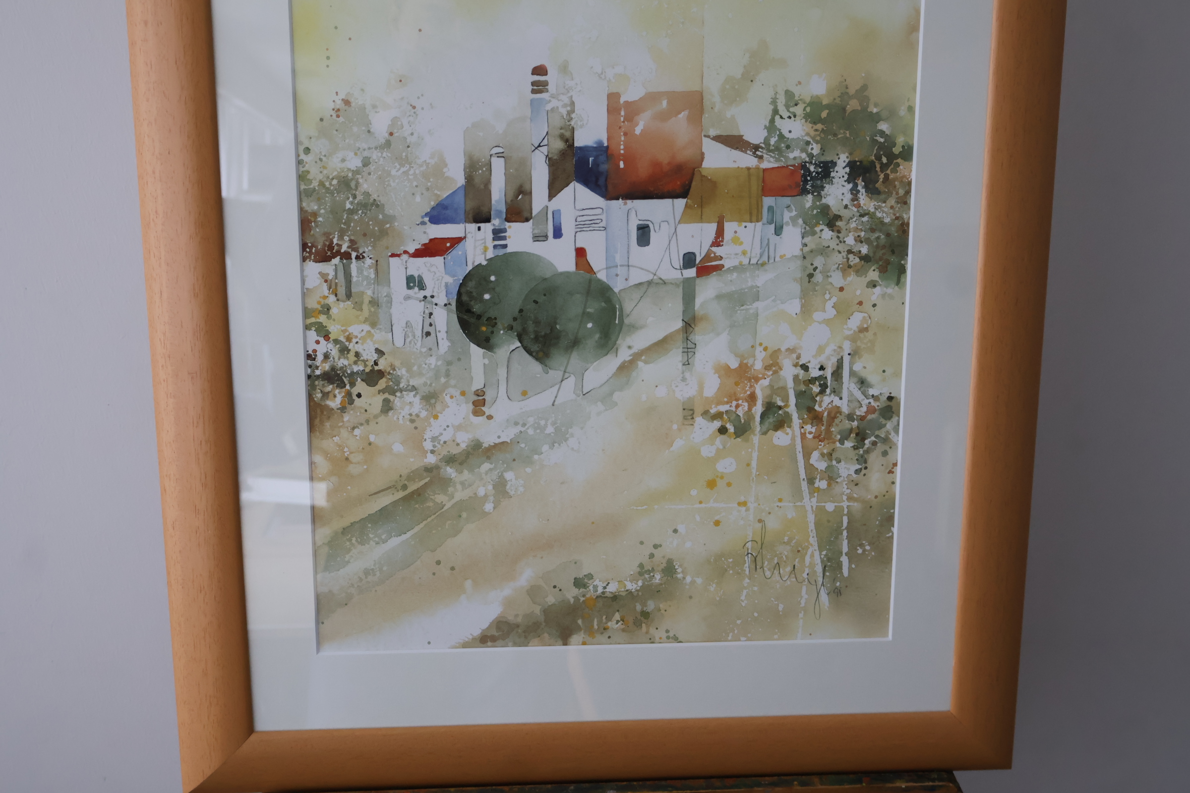 Aquarel landschap schilderij in houten lijst'' – foto 4 – kavel bij GSD Auctions, Zoeterwoude