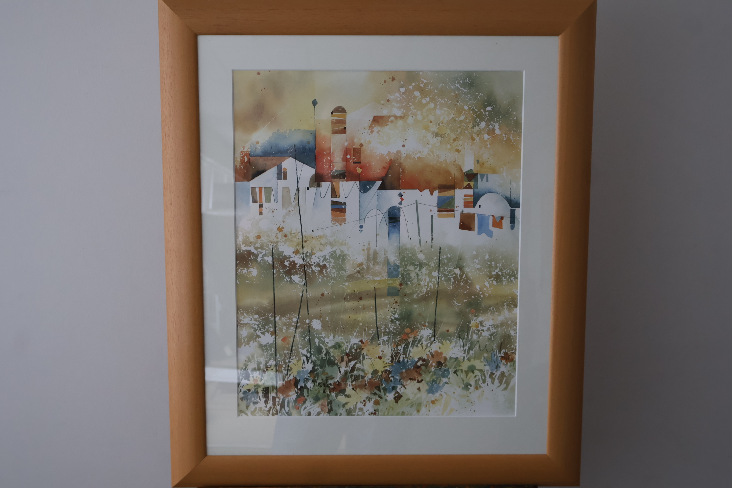 Ingelijste aquarel schilderij stad en bloemen'' – foto 2 – kavel bij GSD Auctions, Zoeterwoude