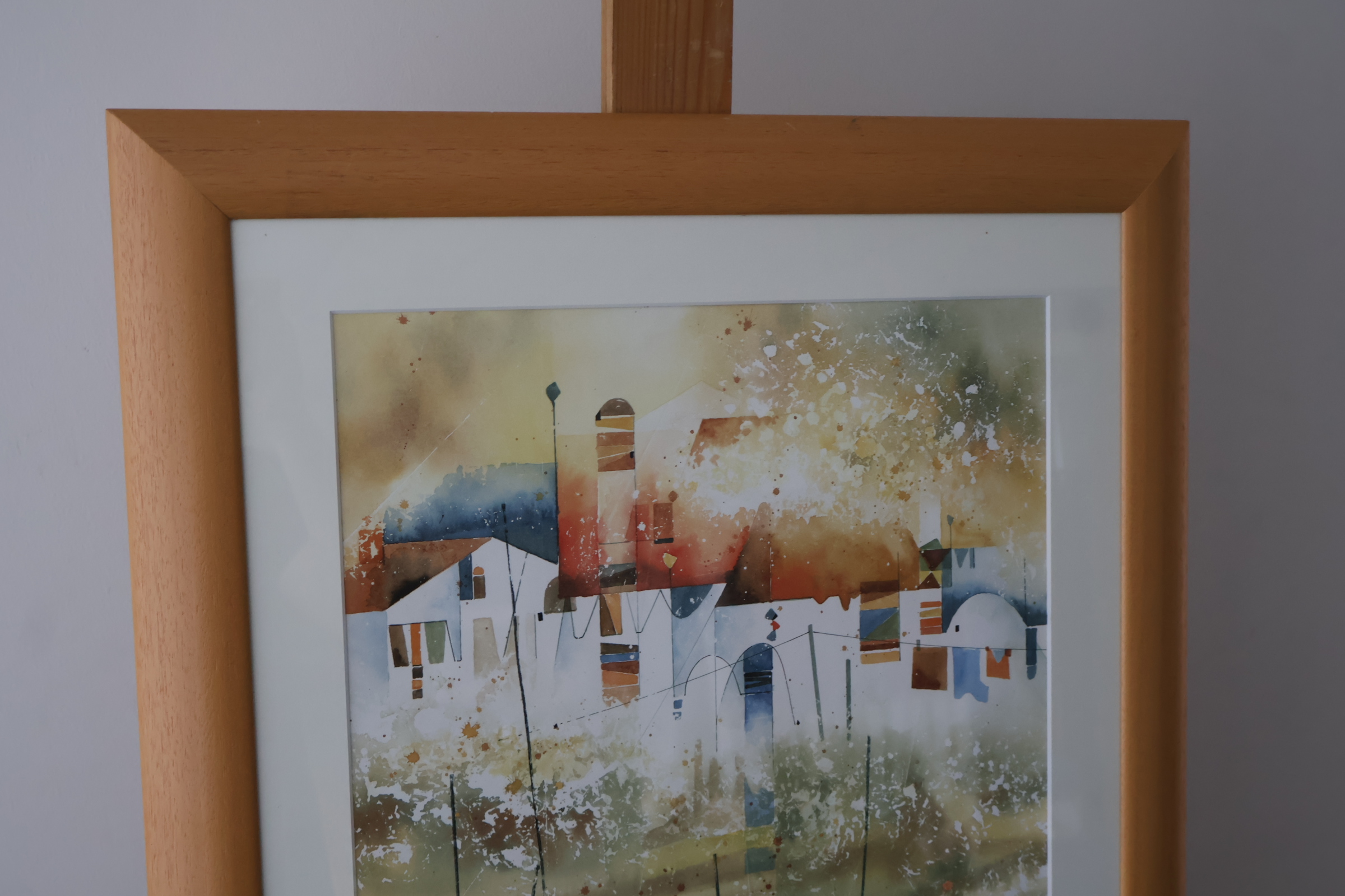 Ingelijste aquarel schilderij stad en bloemen'' – foto 3 – kavel bij GSD Auctions, Zoeterwoude