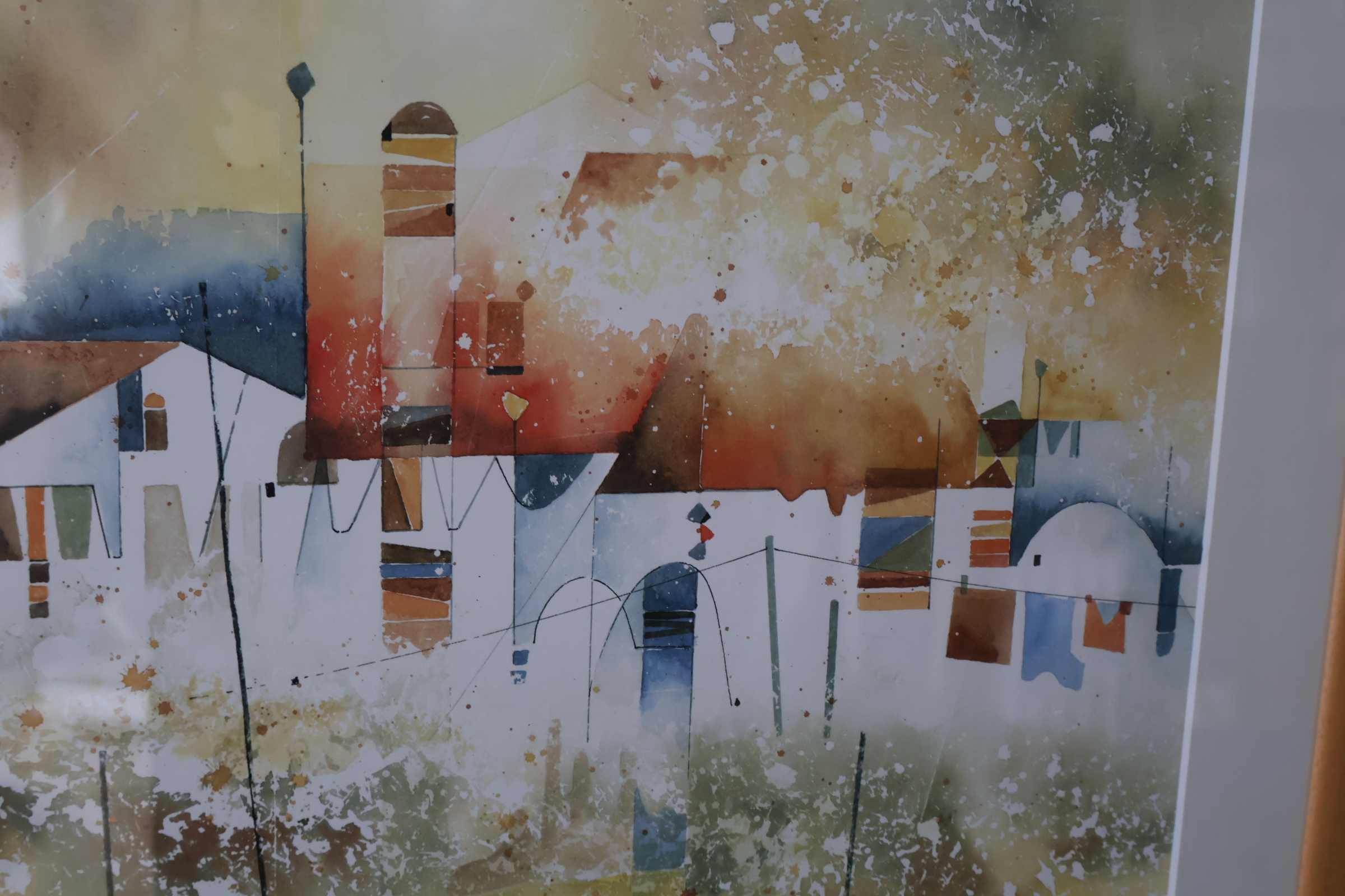 Ingelijste aquarel schilderij stad en bloemen'' – foto 5 – kavel bij GSD Auctions, Zoeterwoude