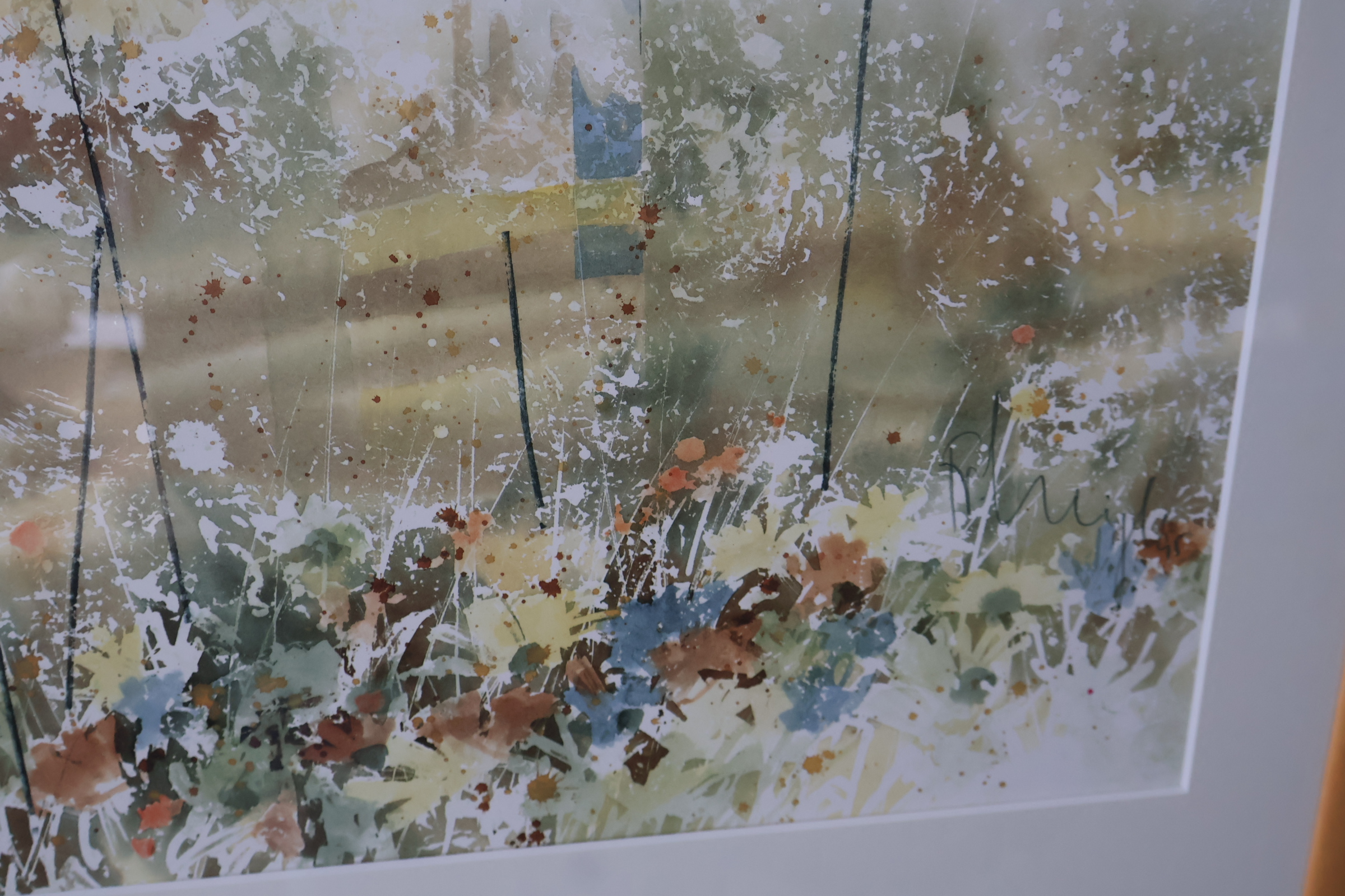 Ingelijste aquarel schilderij stad en bloemen'' – foto 6 – kavel bij GSD Auctions, Zoeterwoude