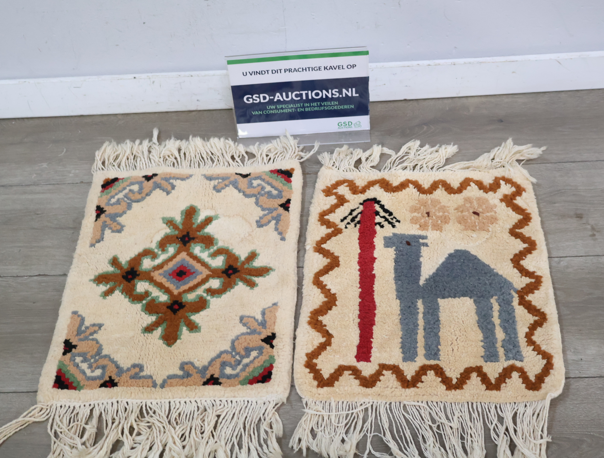 Set van 2 kleine wollen tapijtjes met franjes'' – foto 2 – kavel bij GSD Auctions, Zoeterwoude