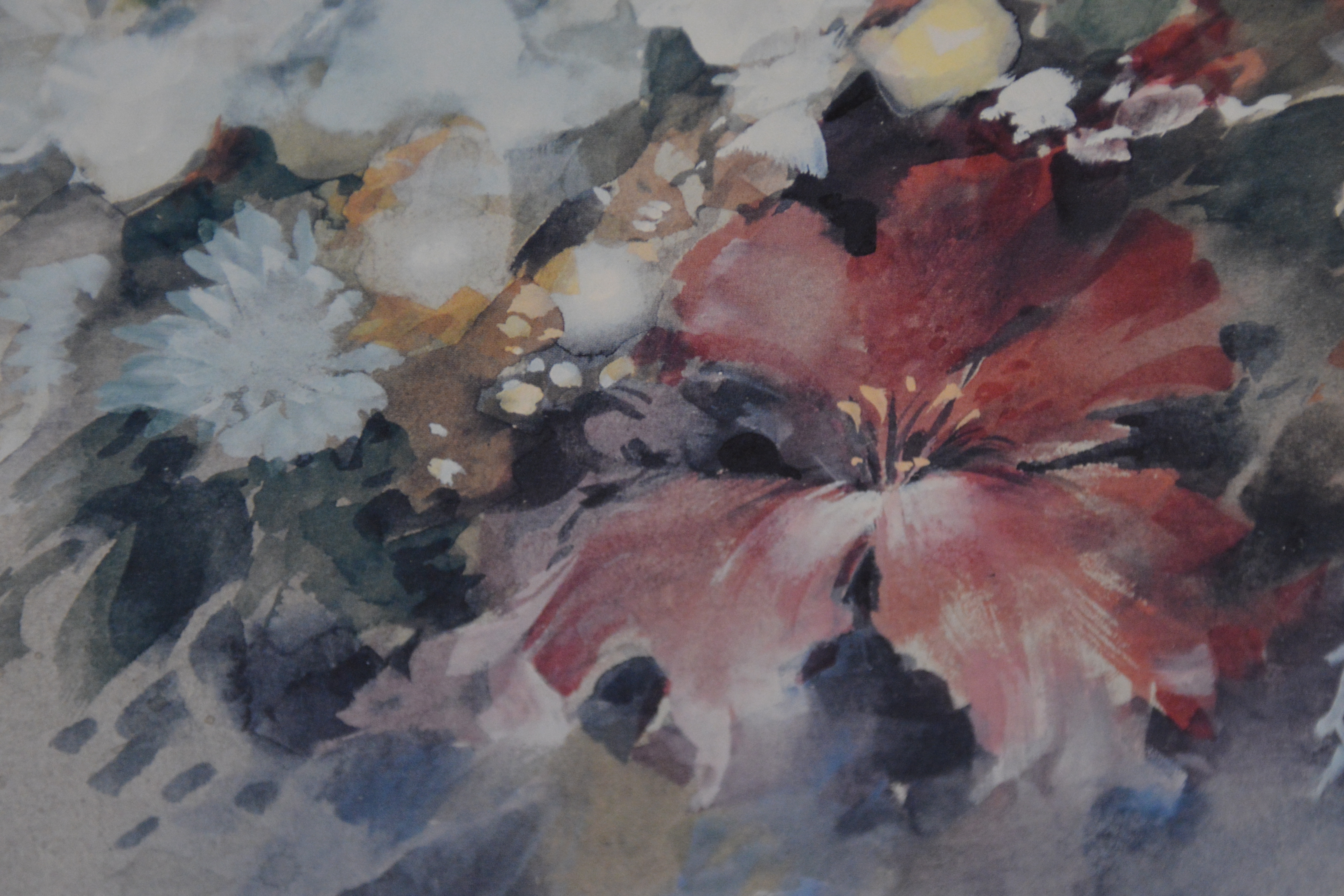 Ingelijste aquarel van een boeket bloemen. Door Hugeamel'' – foto 4 – kavel bij GSD Auctions, Zoeterwoude